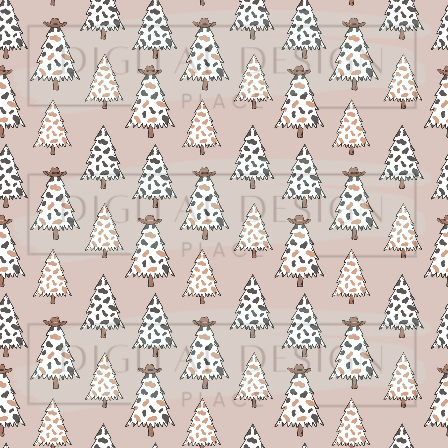 Cowprint Christmas Trees VinylV1553