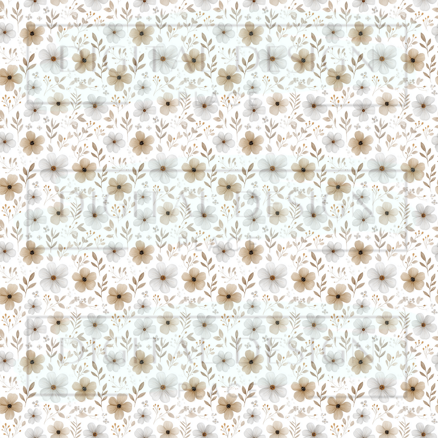 Soft Brown Florals VinylV2827