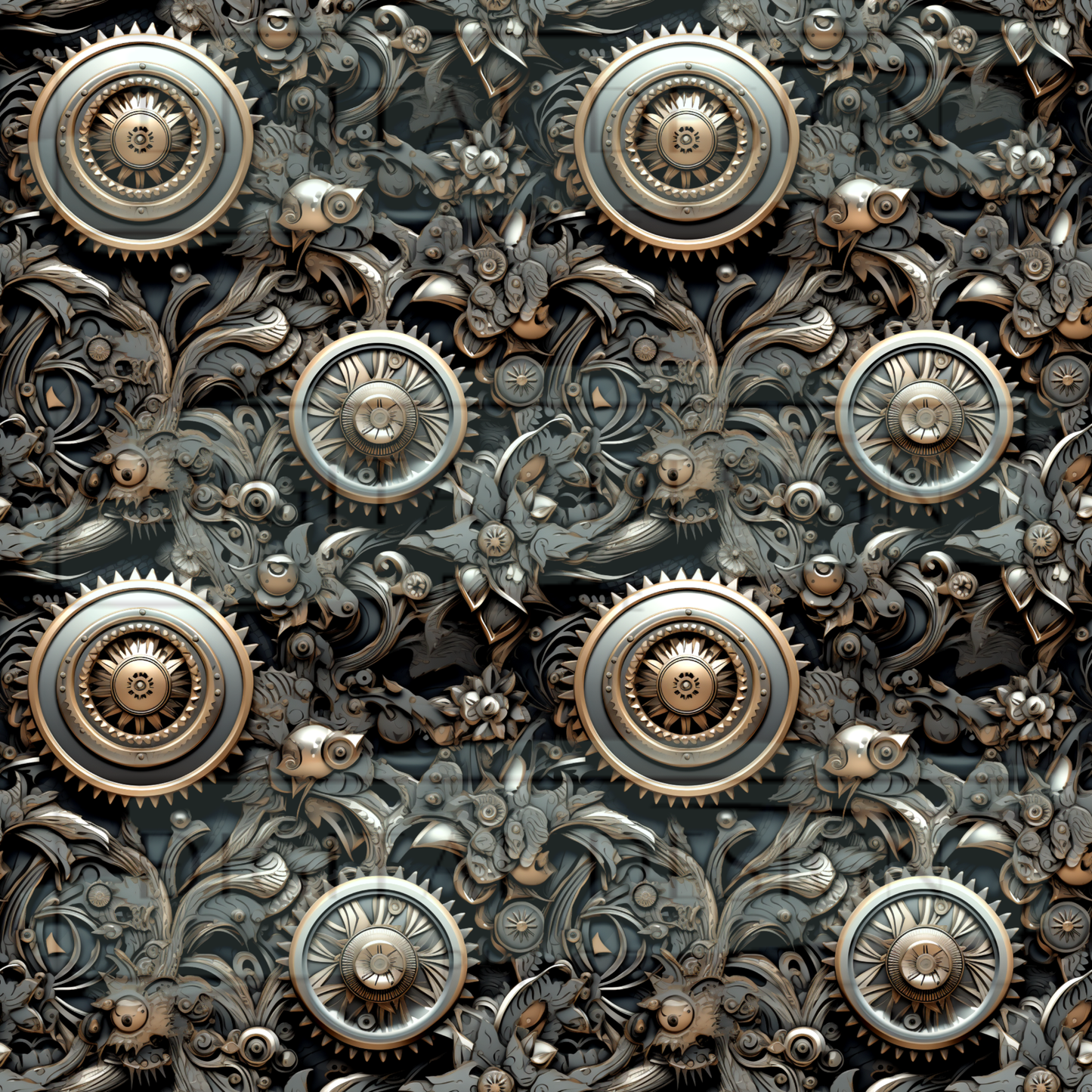 Metal Steampunk Florals VinylV2799