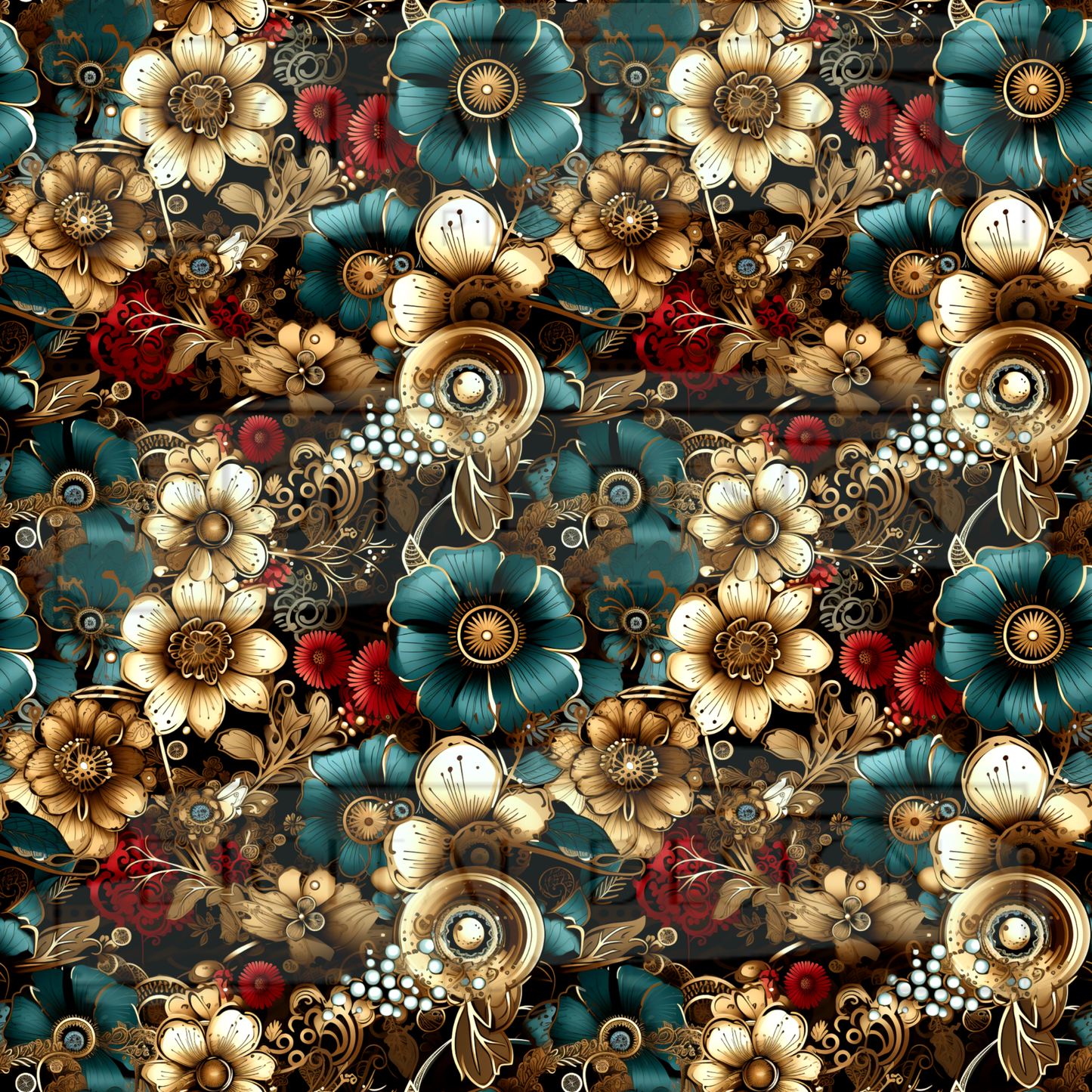 Jewel Toned Steampunk Florals VinylV2800
