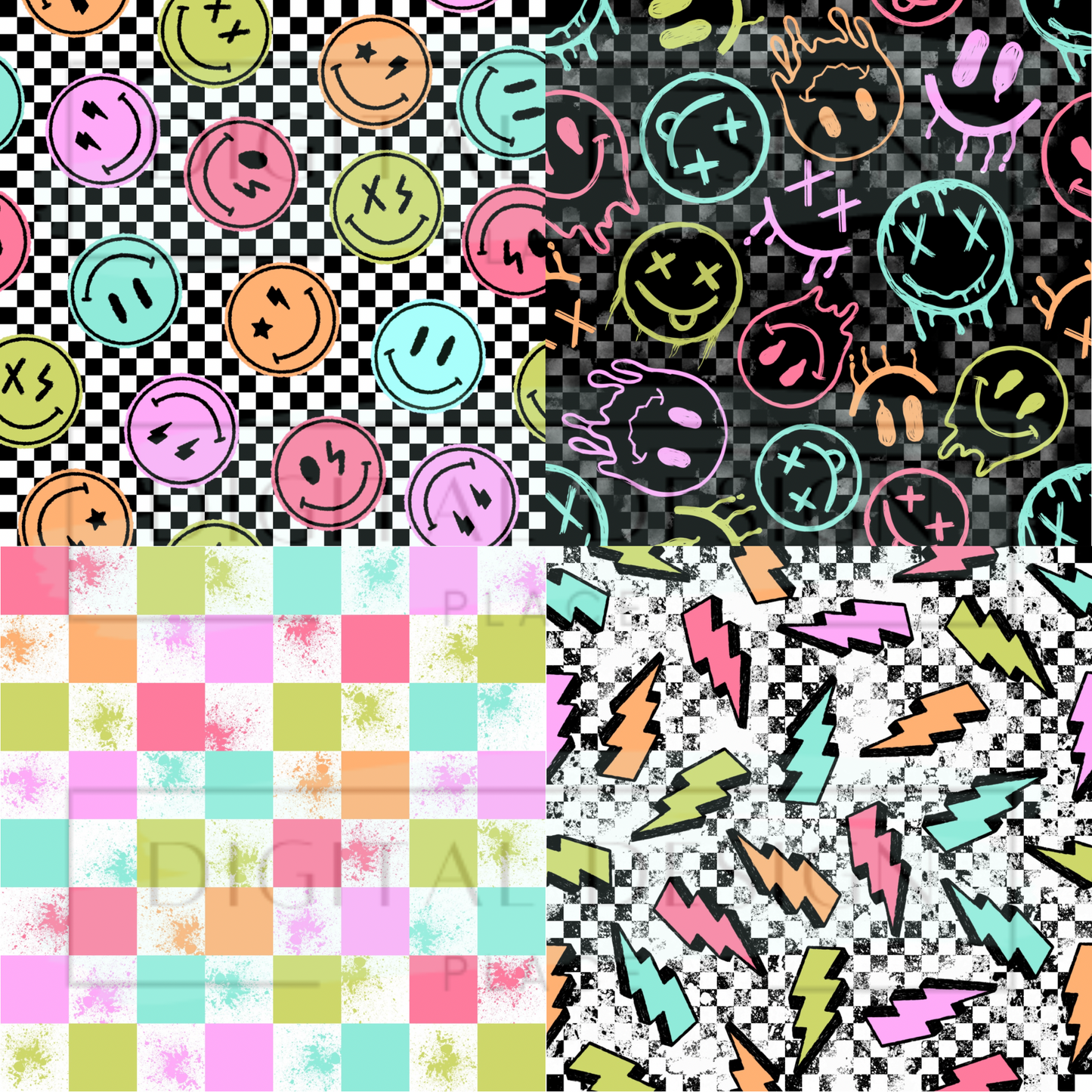 Bold Retro Checker Squareprints VinylV2692