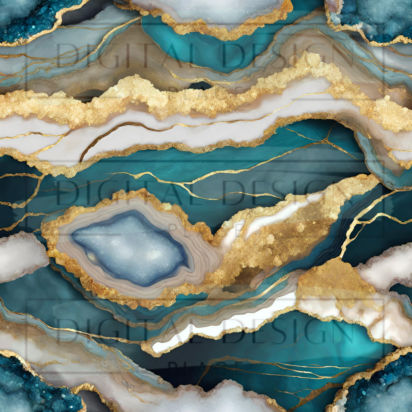 Aqua Drusy Geode VinylV1194