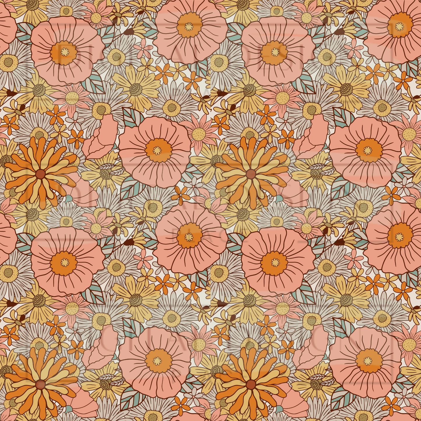 Grandma's Couch Retro Florals VinylV1237