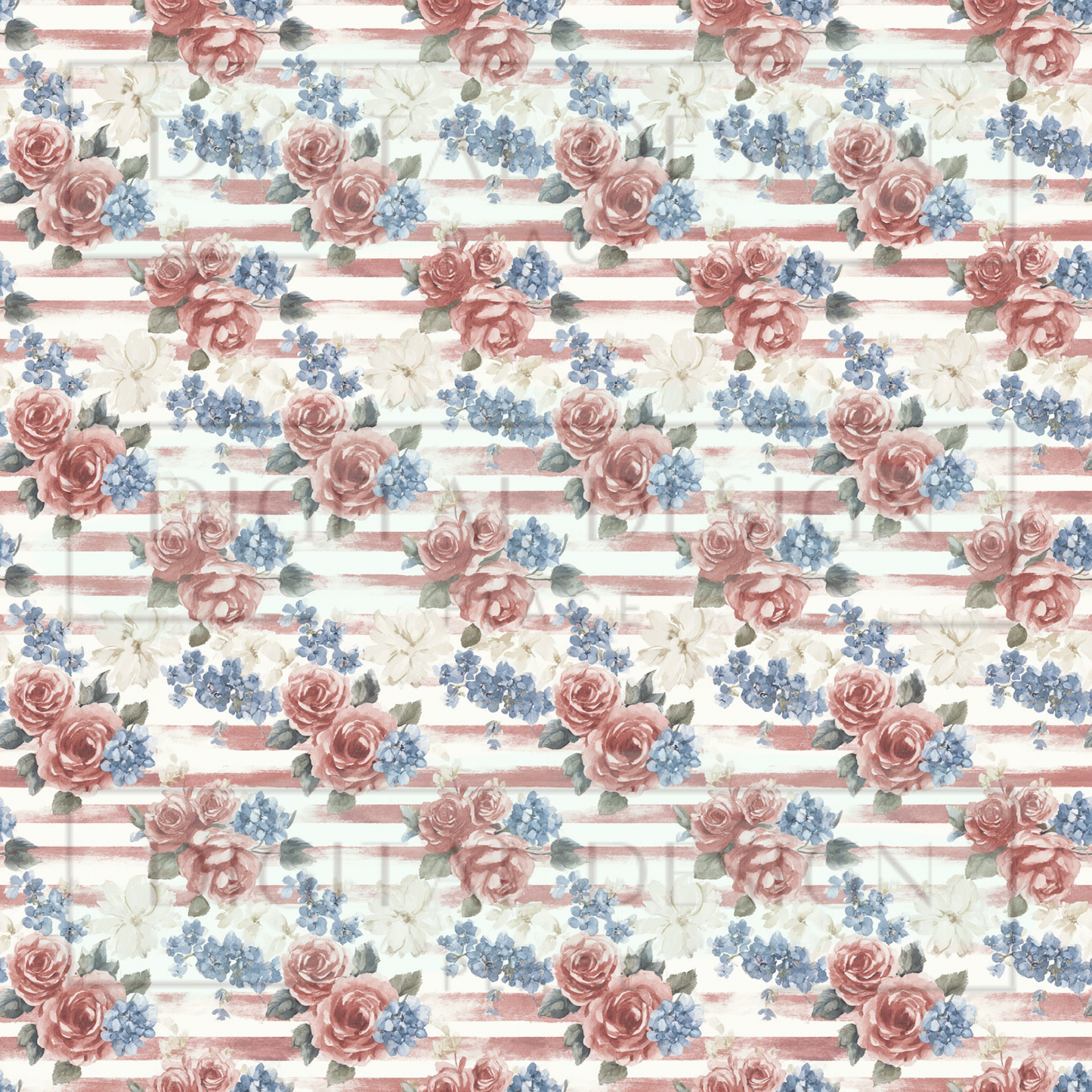 Watercolor Americana Floral VinylV2894
