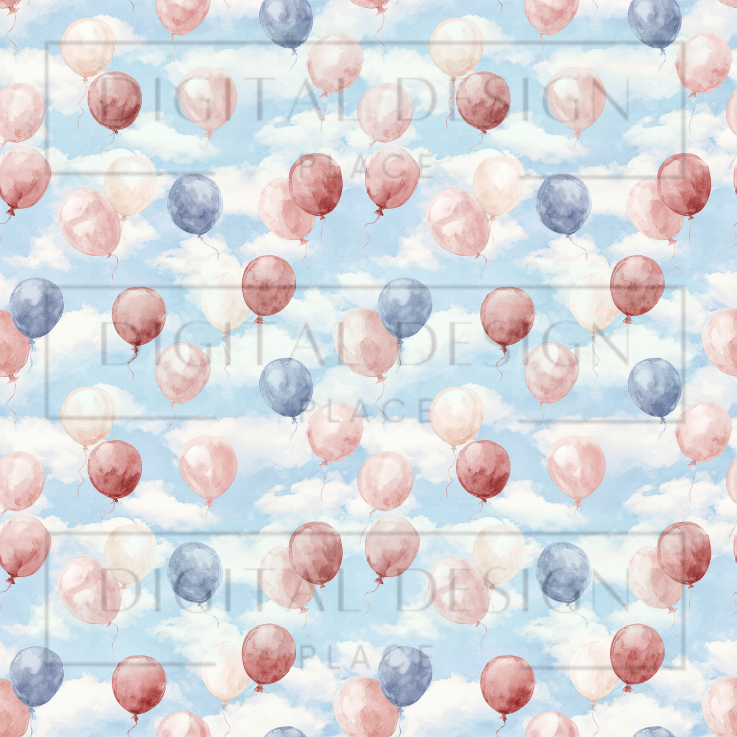 Watercolor Americana Balloons VinylV2896