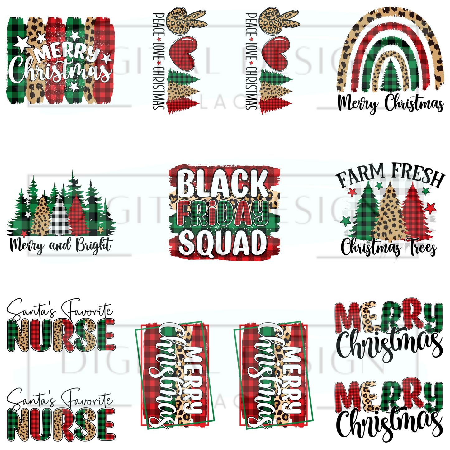 Leopard Christmas Decal Sheet ELEE247