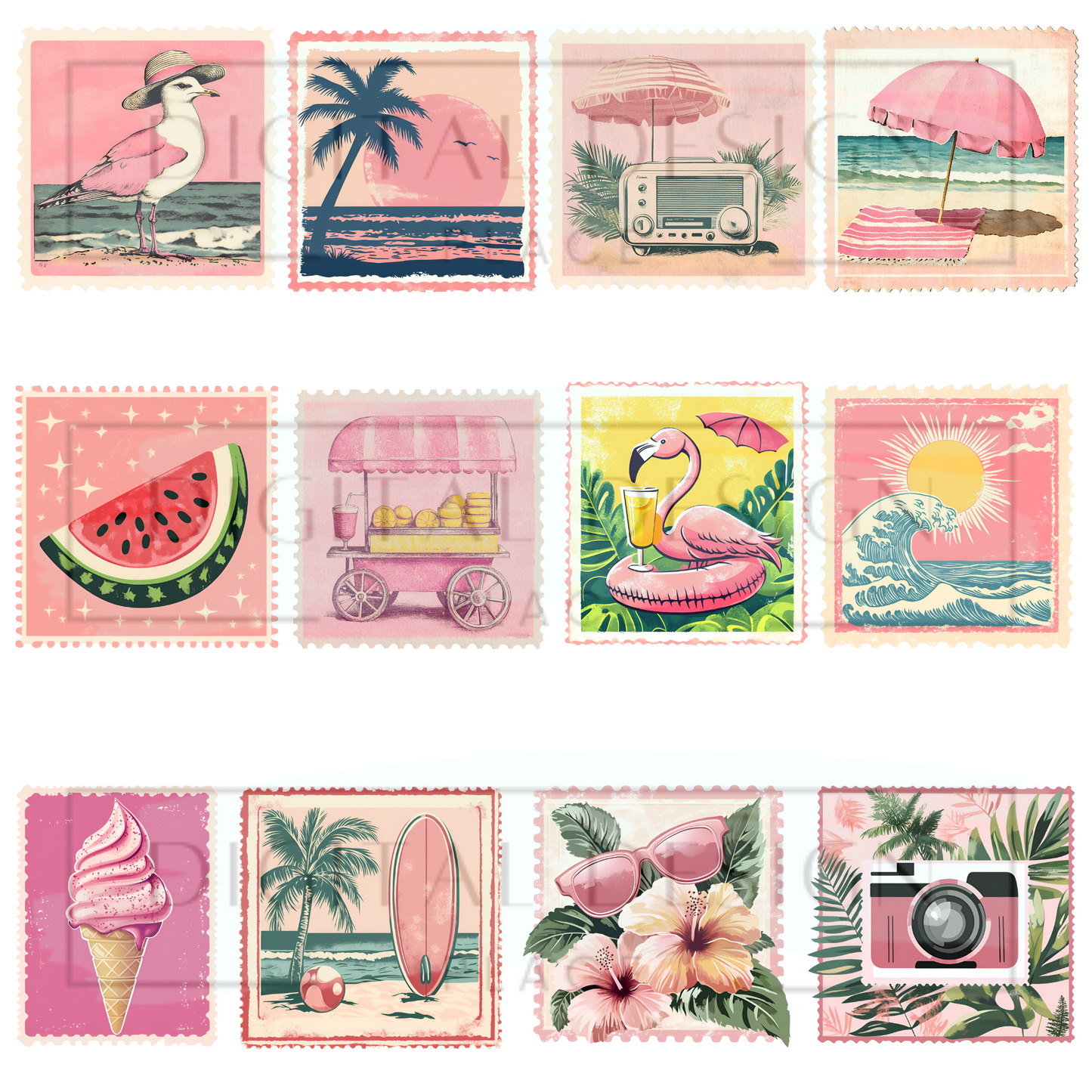 Pink Coastal Stamp Collection ELEE400