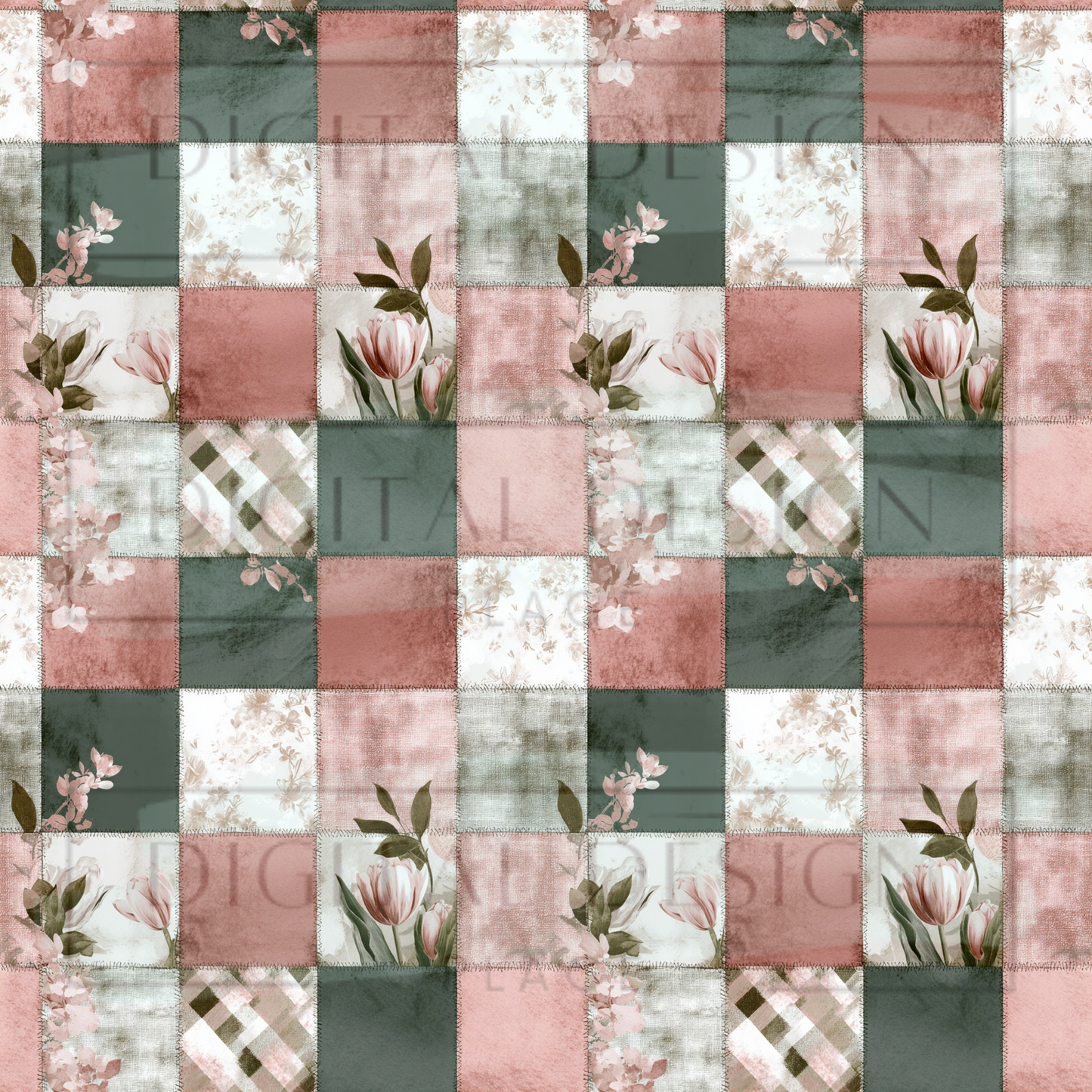 Sage and Rose Patchwork VinylV2723