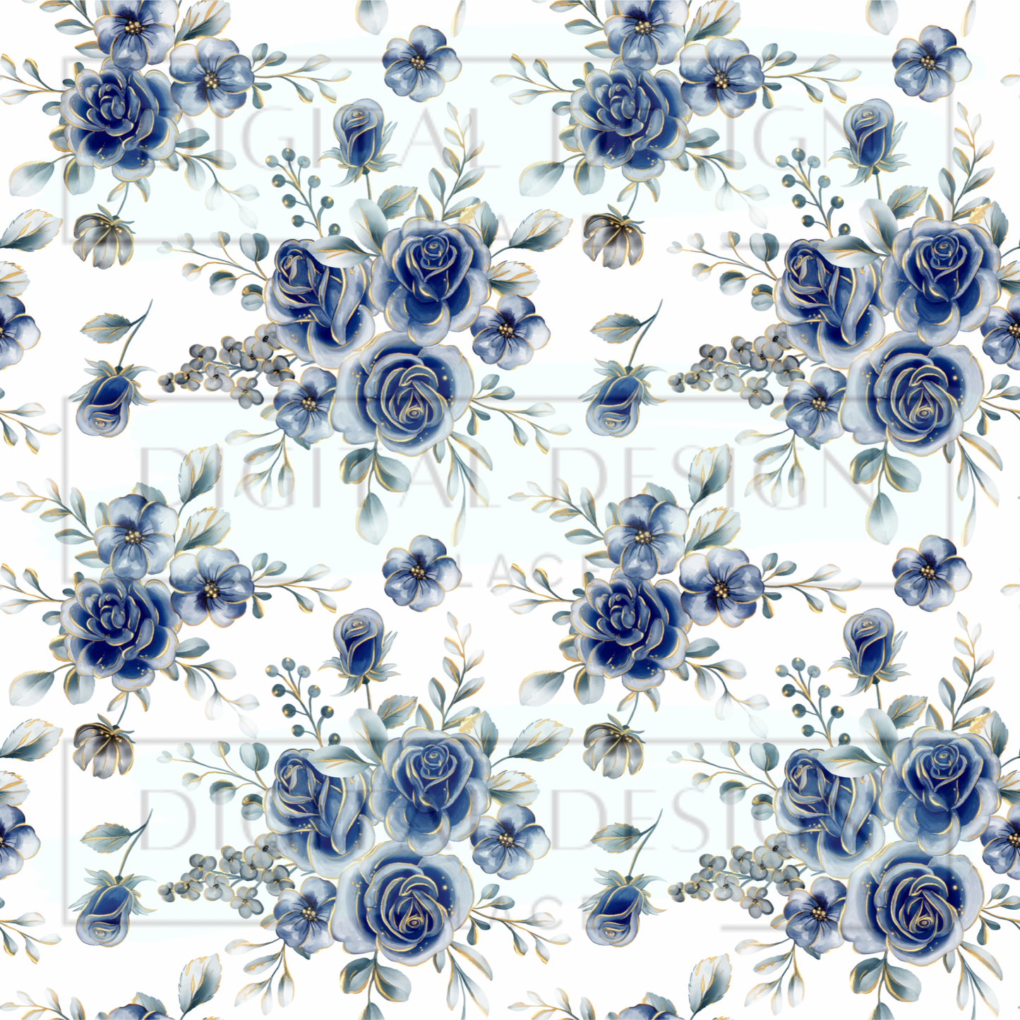 Blue Gold Roses VinylV797