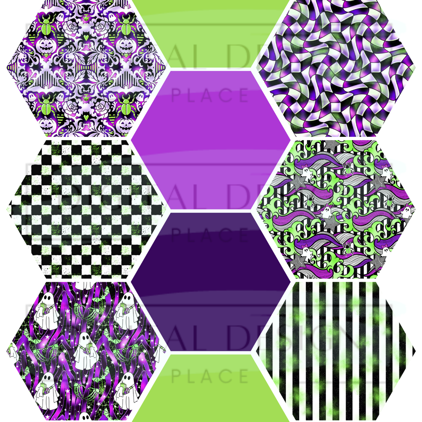 Ghost with the Most Hexagon Collage Mixed Media MM12