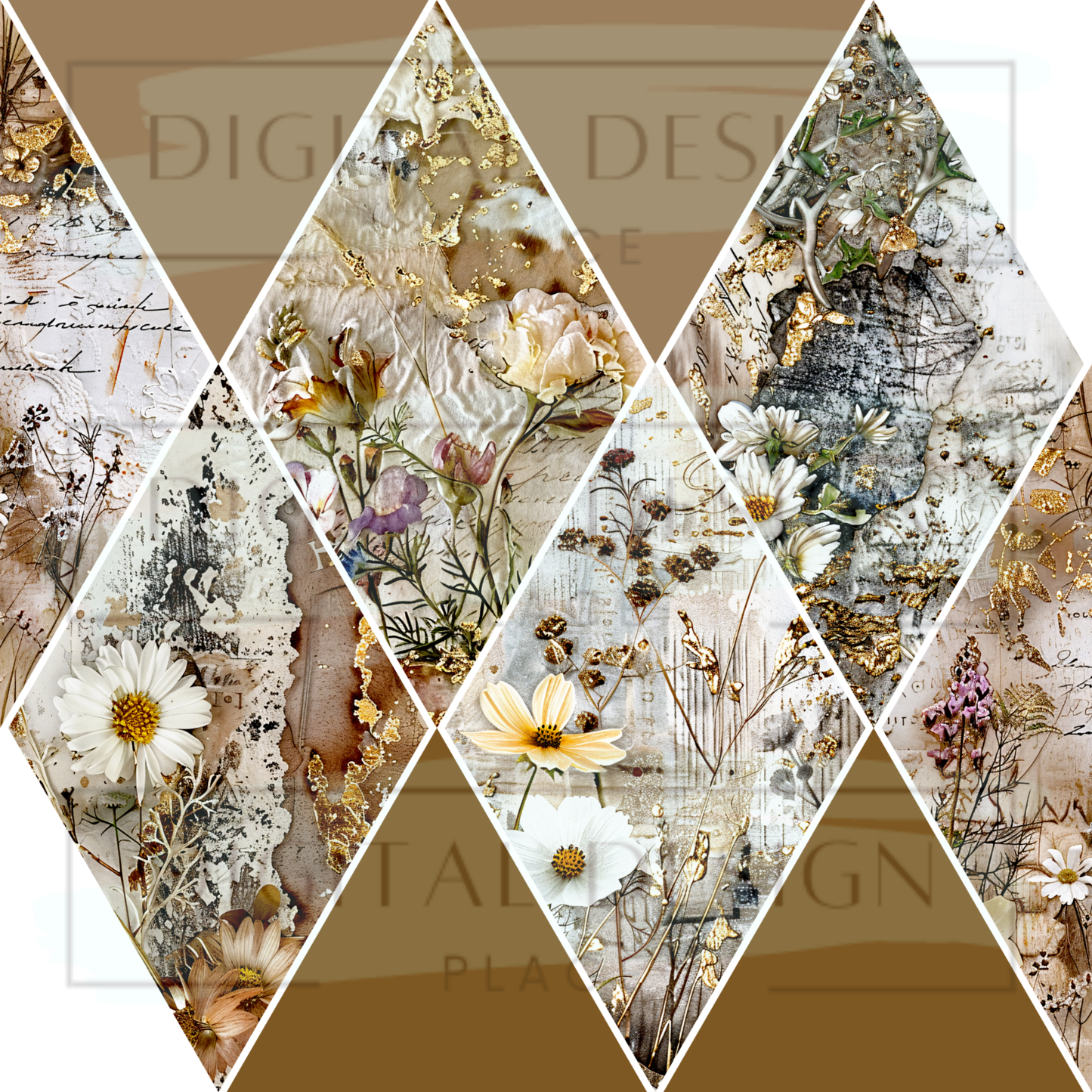 Glam Cowgirl Triangle Collage Mixed Media MM31