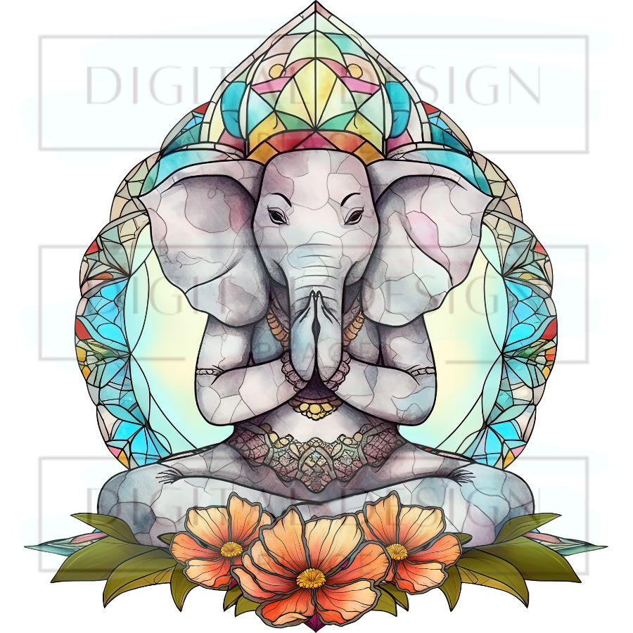 Stained Glass Elephant PJP43