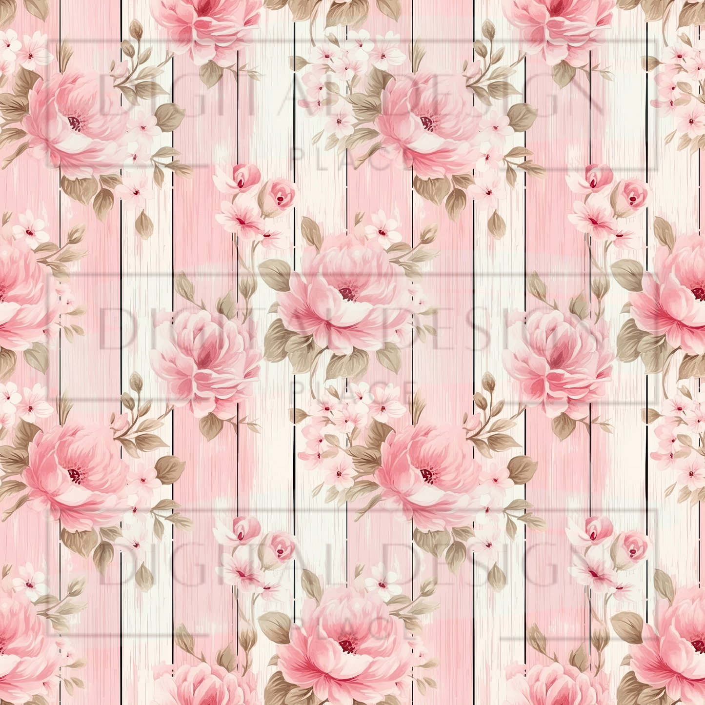 Rustic Floral Shiplap VinylV1065