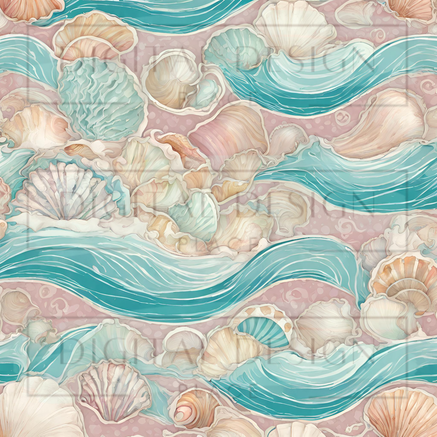 Pastel Beach Seashells VinylV1274