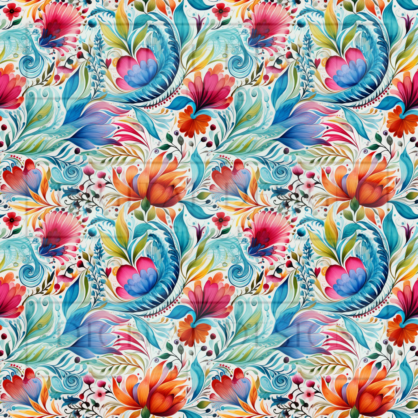 Bright Paisley Floral VinylV1360