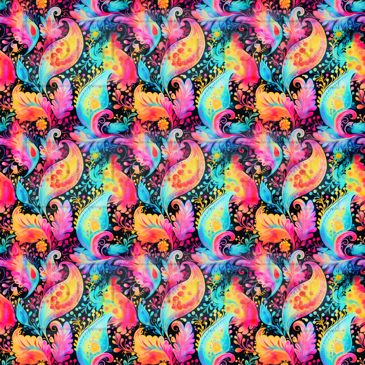 Black Neon Paisley VinylV1387