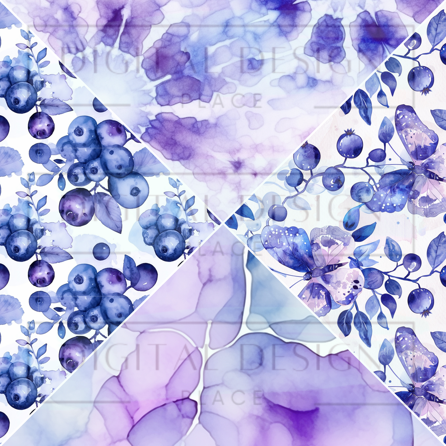 Blueberry Bush V Split Prints VinylV1406