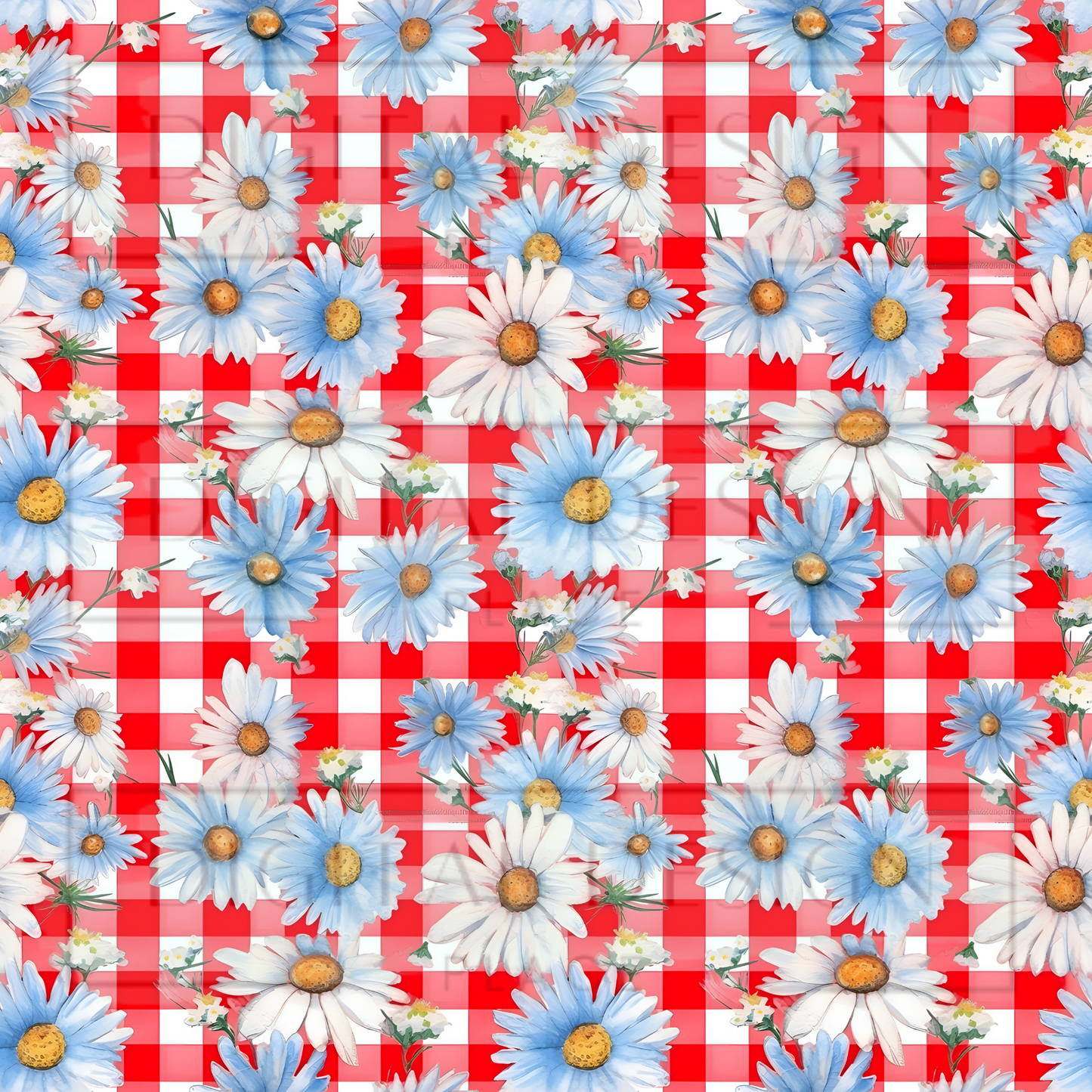 Patriotic Daisy Plaid VinylV1413