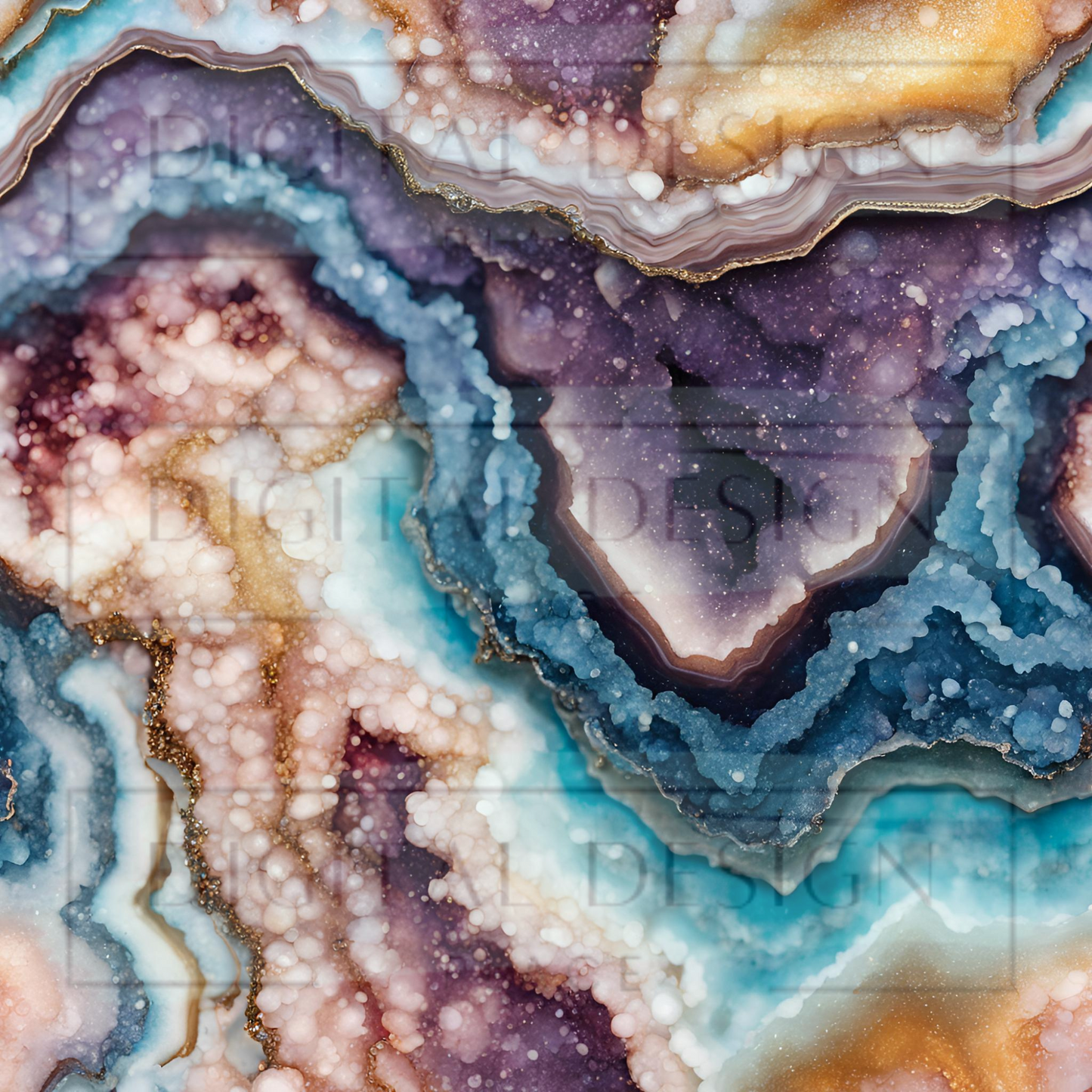 Amethyst and Aqua Drusy Geode VinylV1428