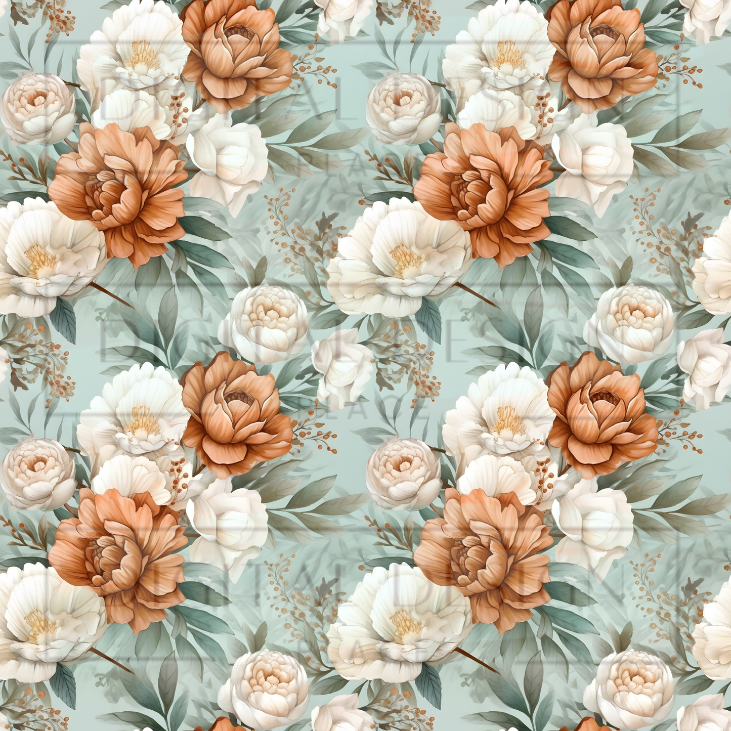 Light Blue Boho Floral VinylV1449
