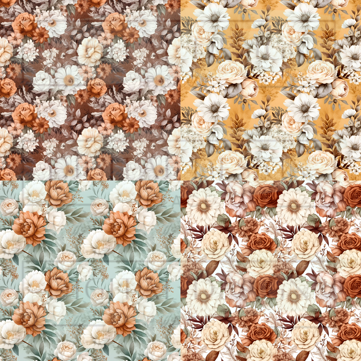 Boho Floral Square Prints VinylV1465