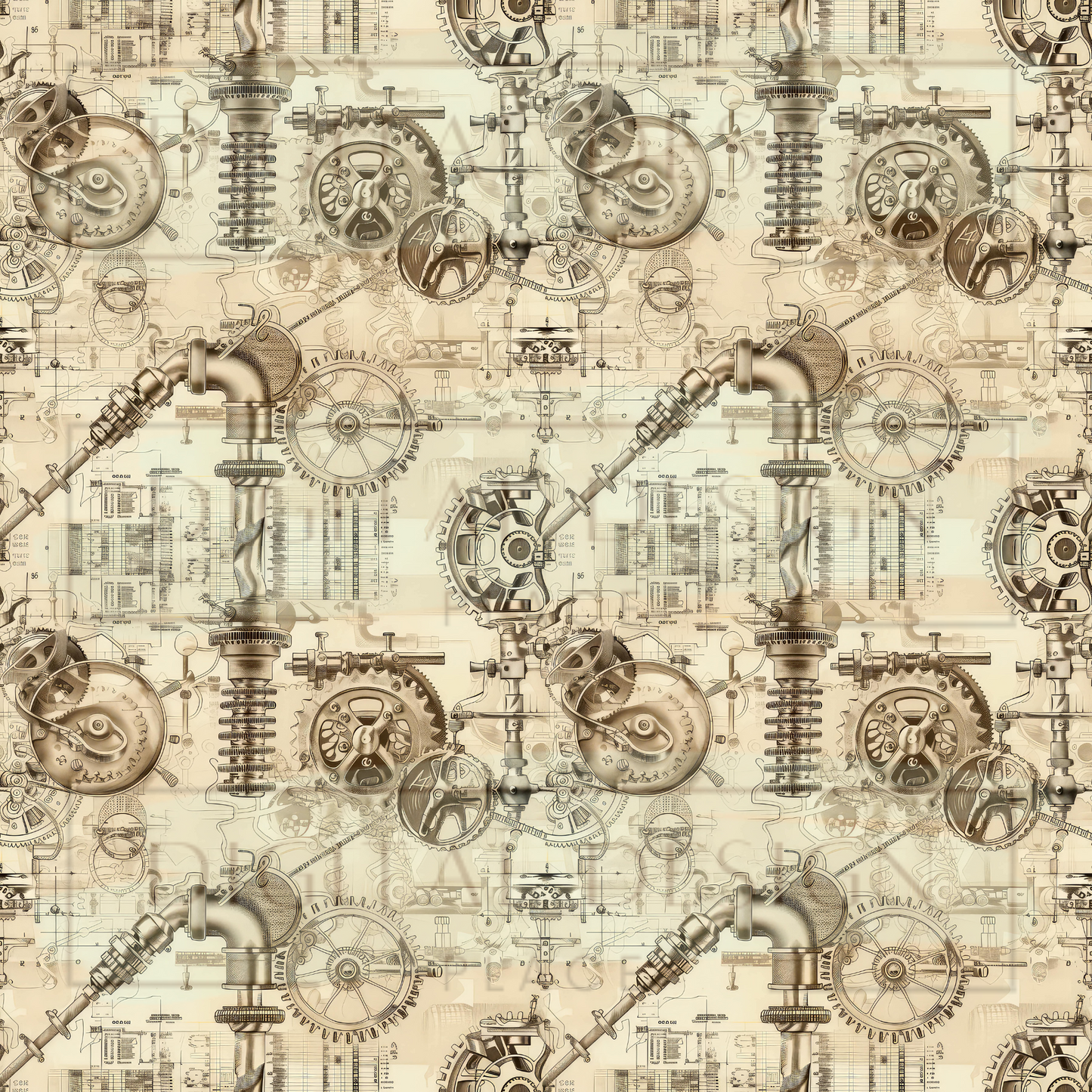 Small Print Steampunk Blueprints VinylV1497