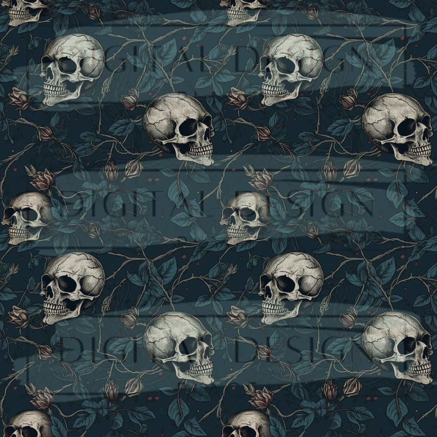 Skull Florals VinylV1503