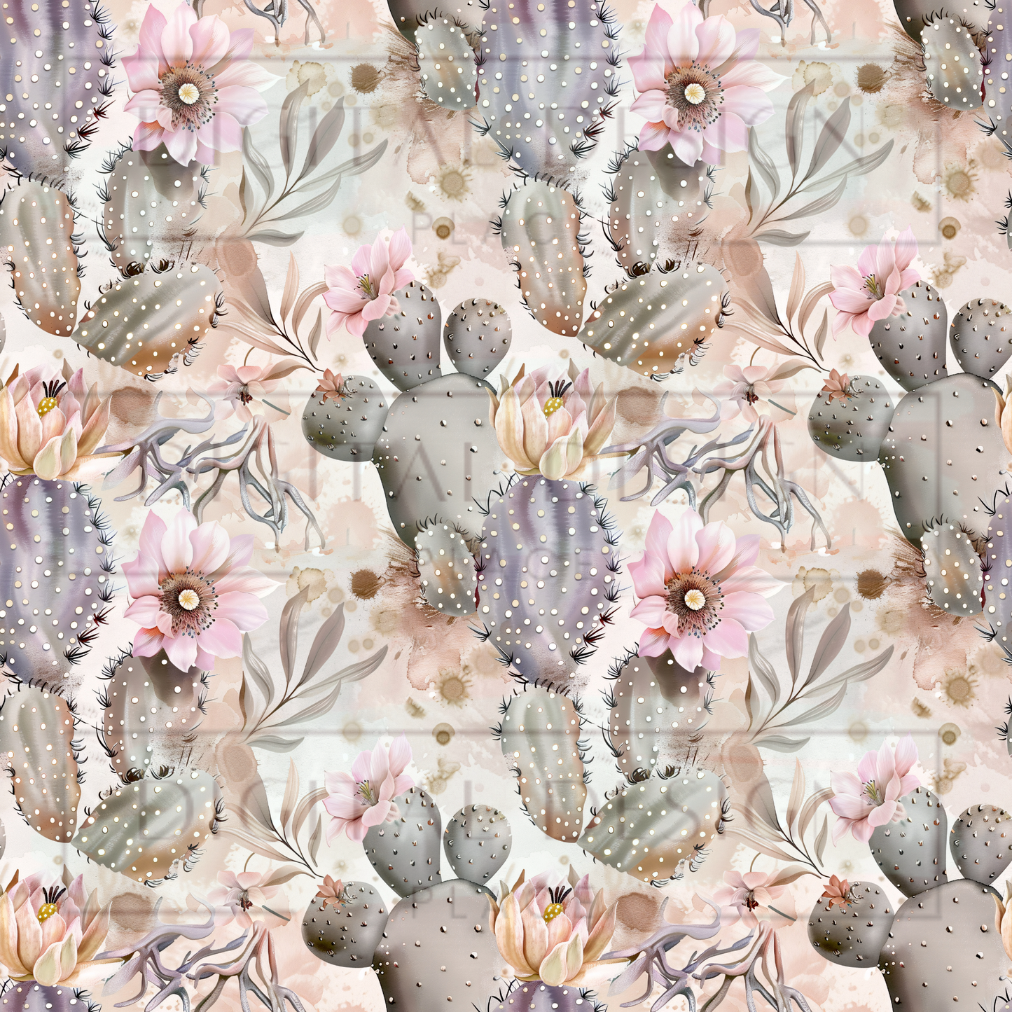 Dusty Pink Soft Desert Cacti VinylV2219