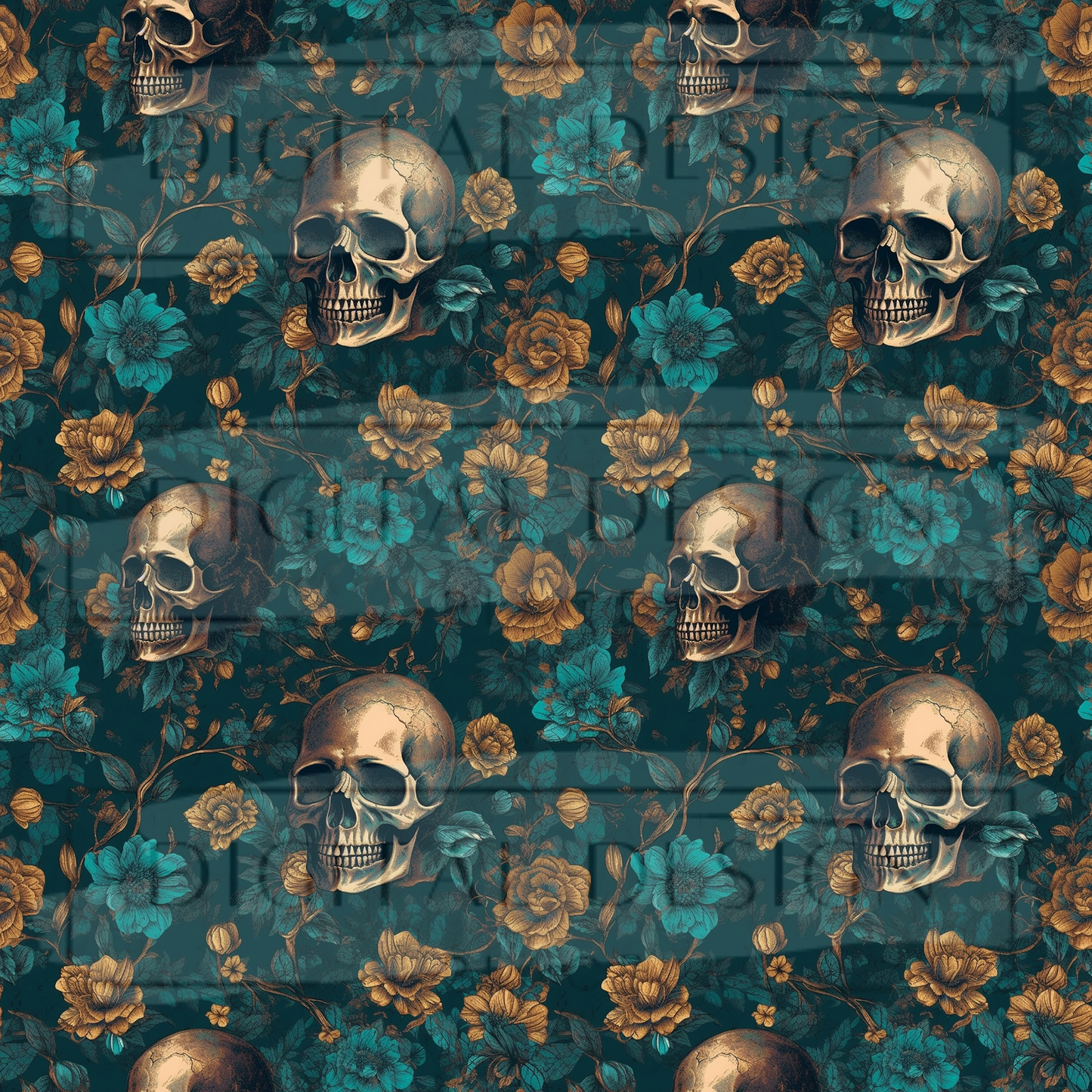 Teal Goth Garden VinylV2238