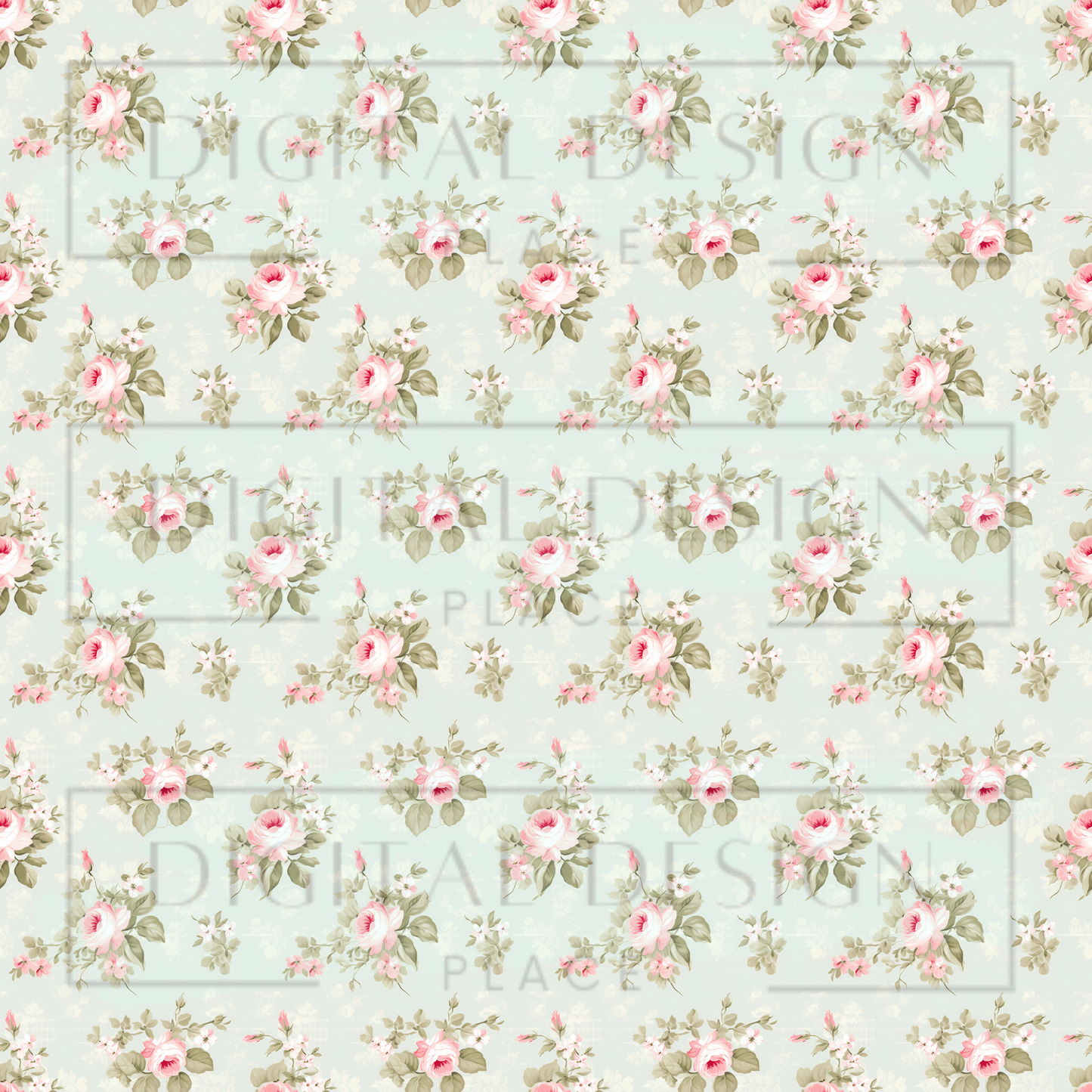 Pale Blue Spring Florals VinylV2306