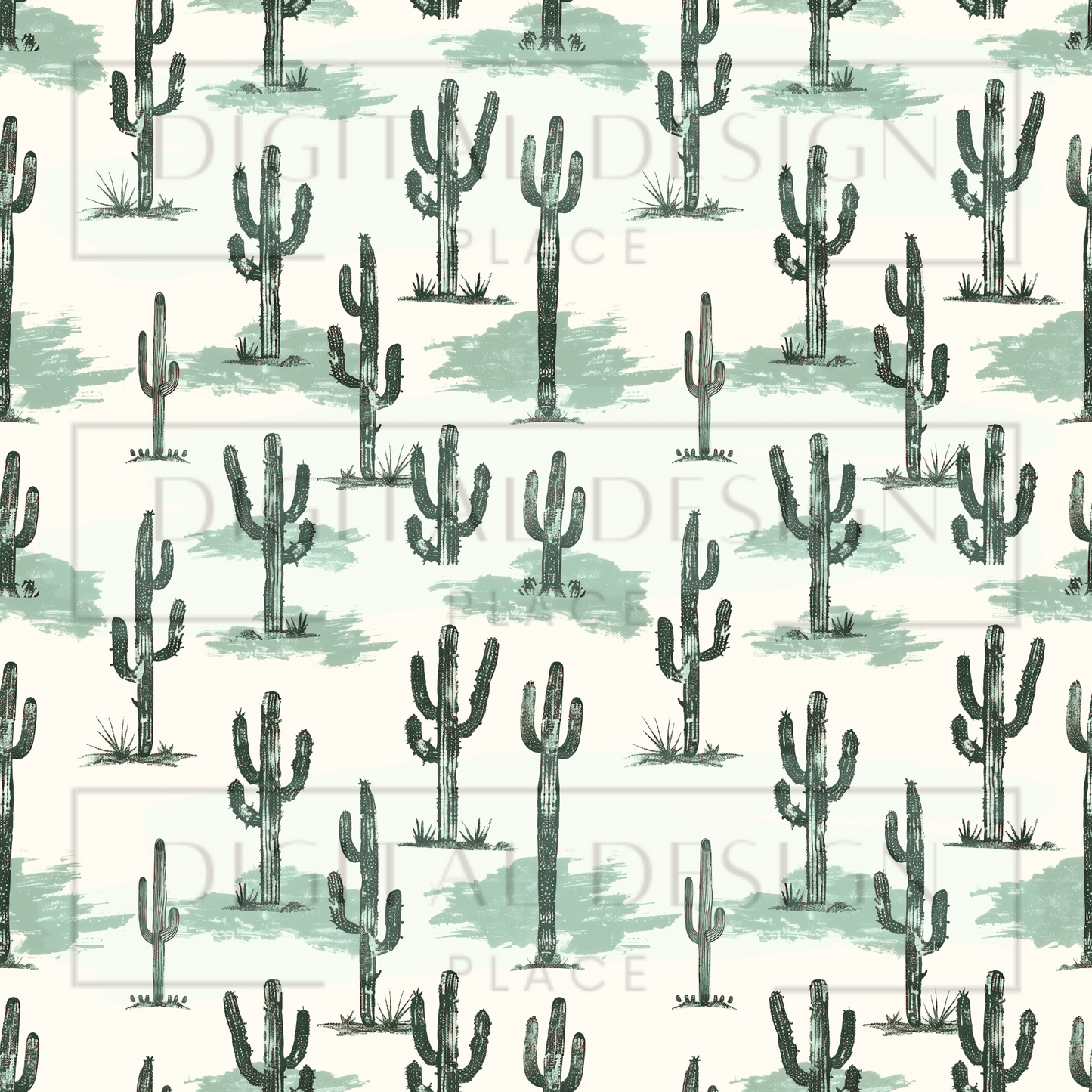 Teal and Brown Cacti VinylV2378