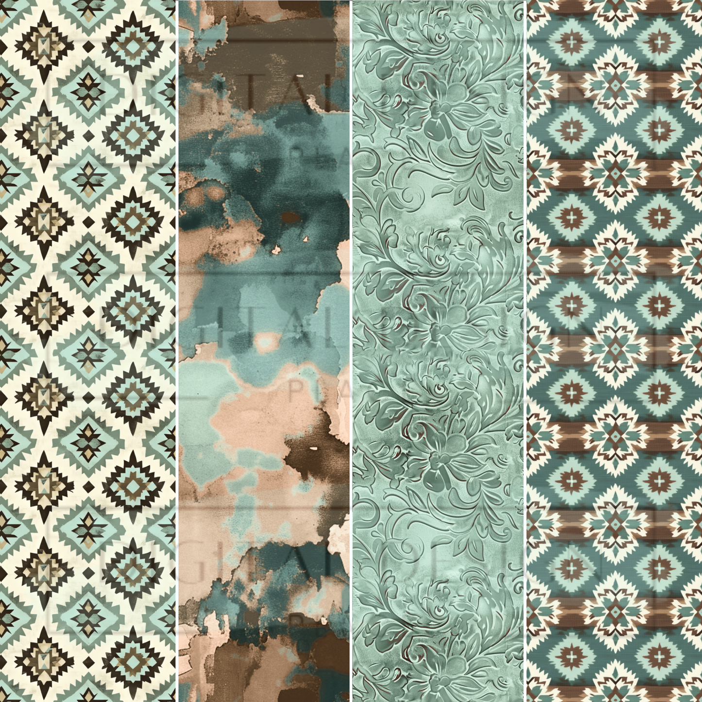 Teal and Brown Stripes VinylV2382