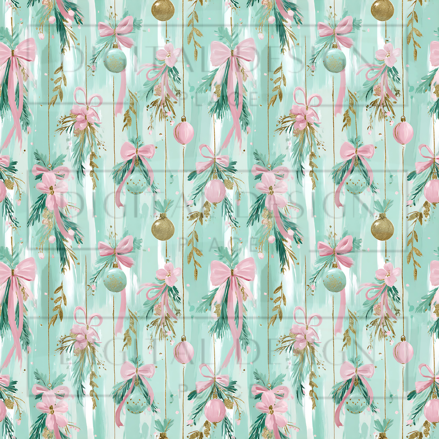 Teal and Pink Preppy Christmas VinylV2601