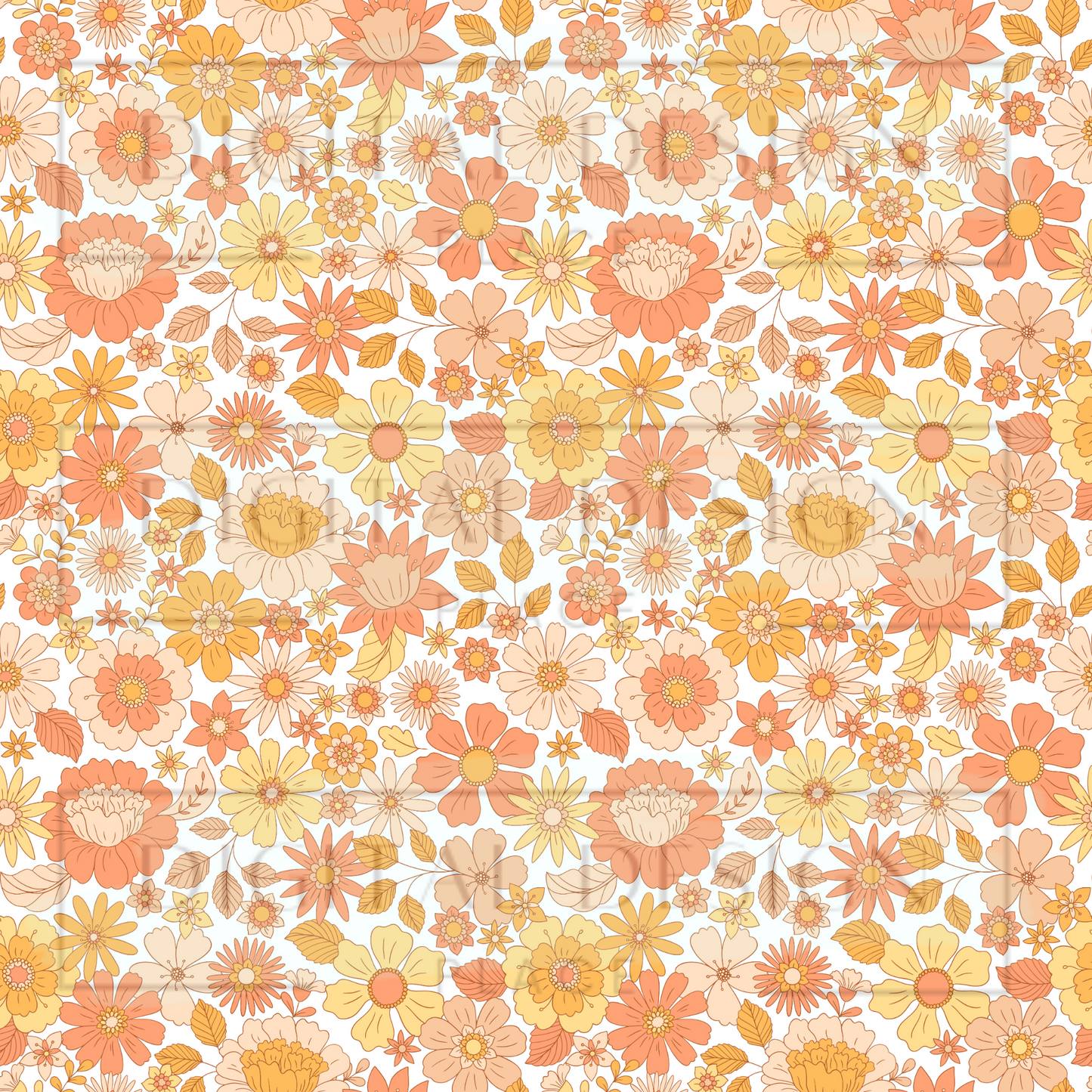 Peach Retro Flowers VinylV424