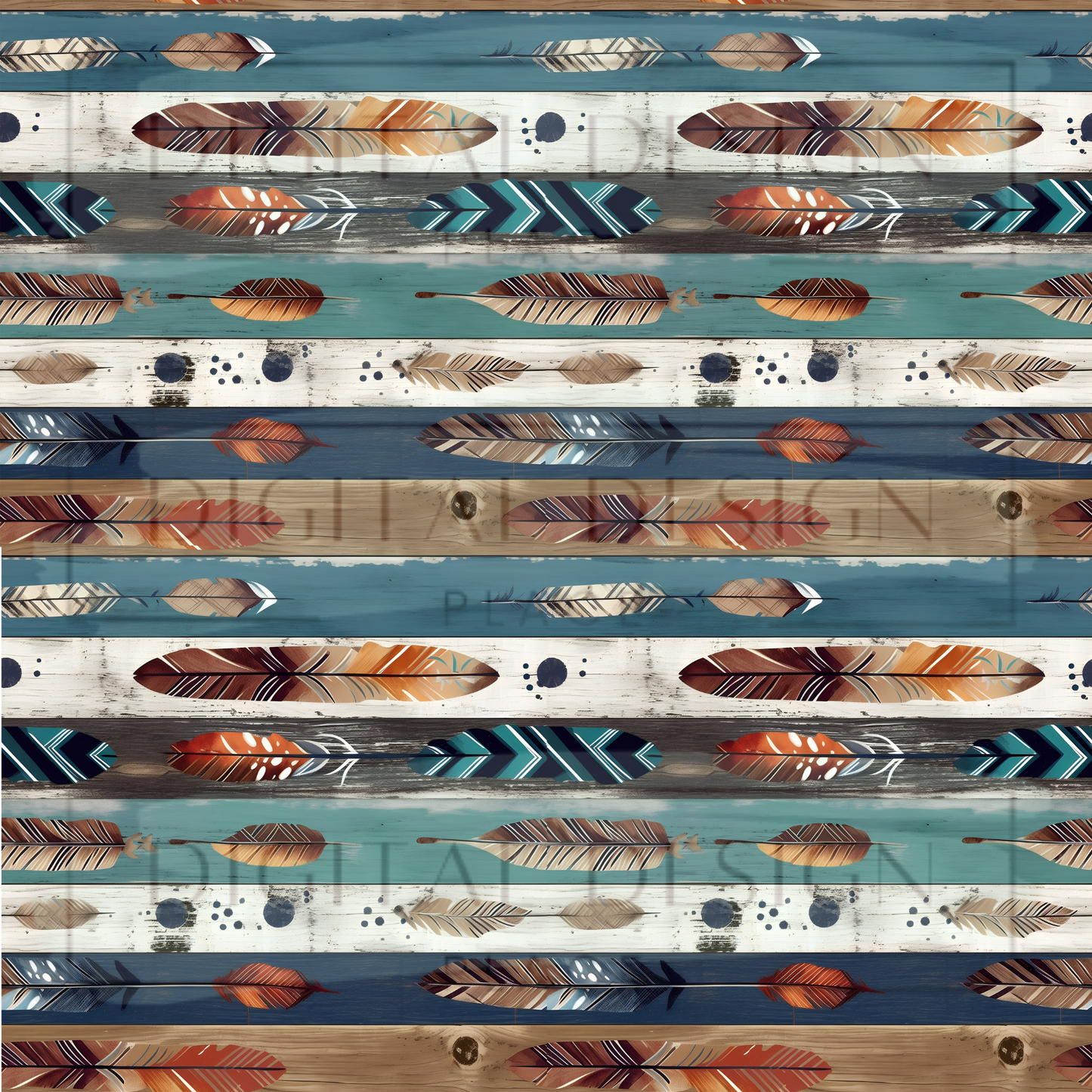 Boho Feathers Blue VinylV644