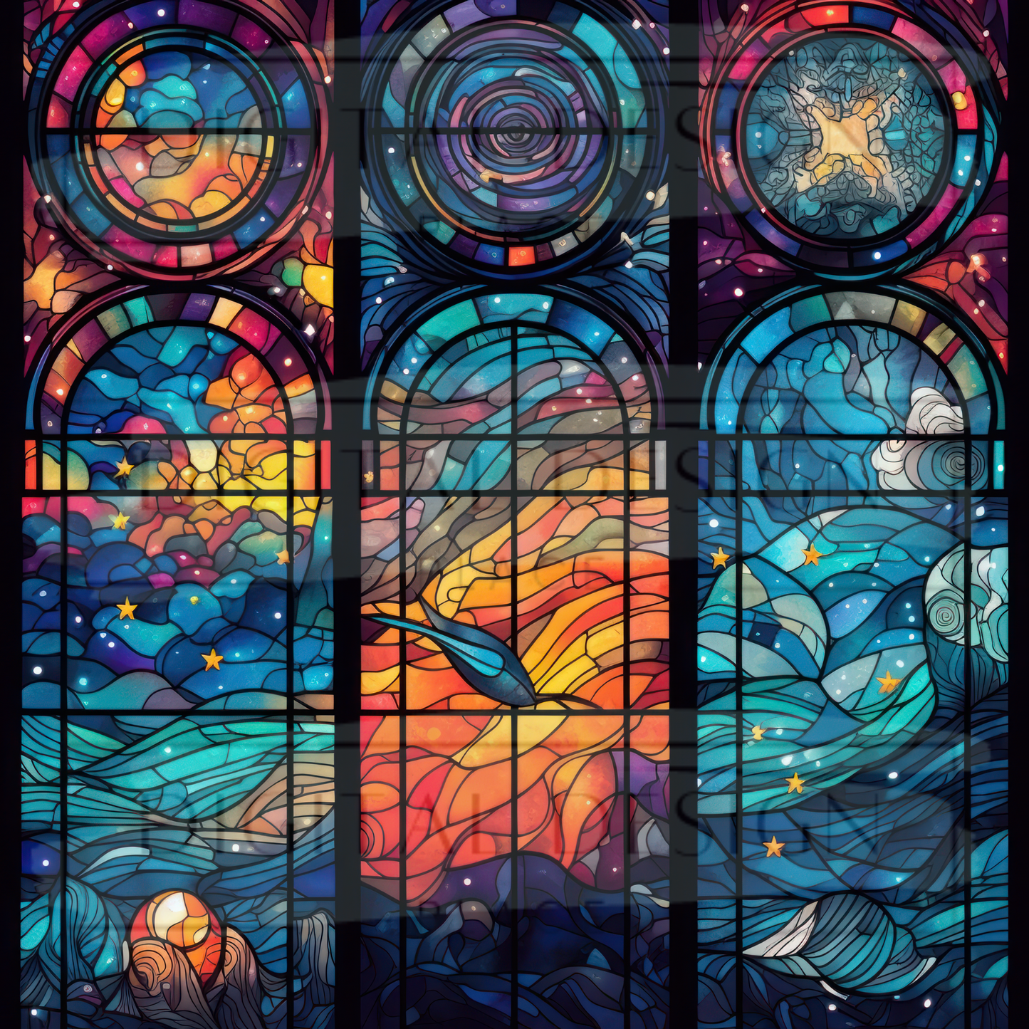 Stained Glass Water Fire VinylV990