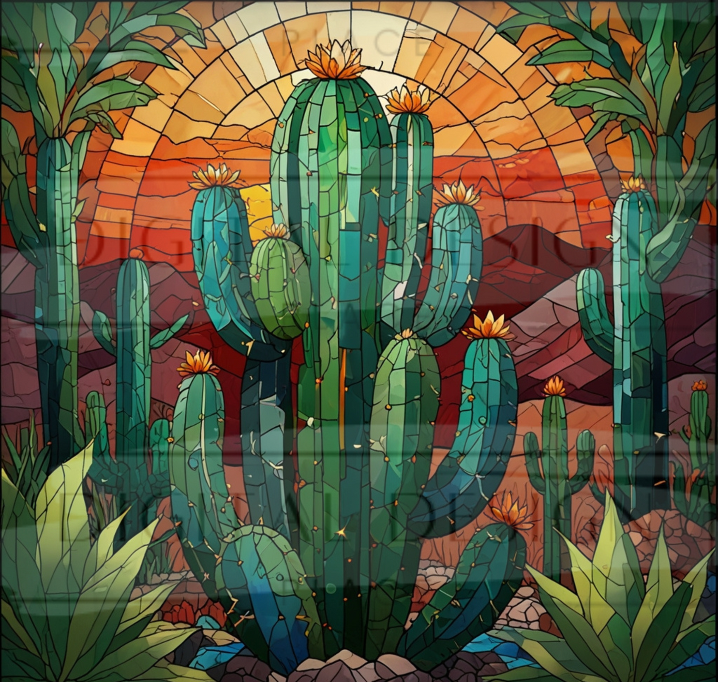 Stained Glass Cactus TWRW232