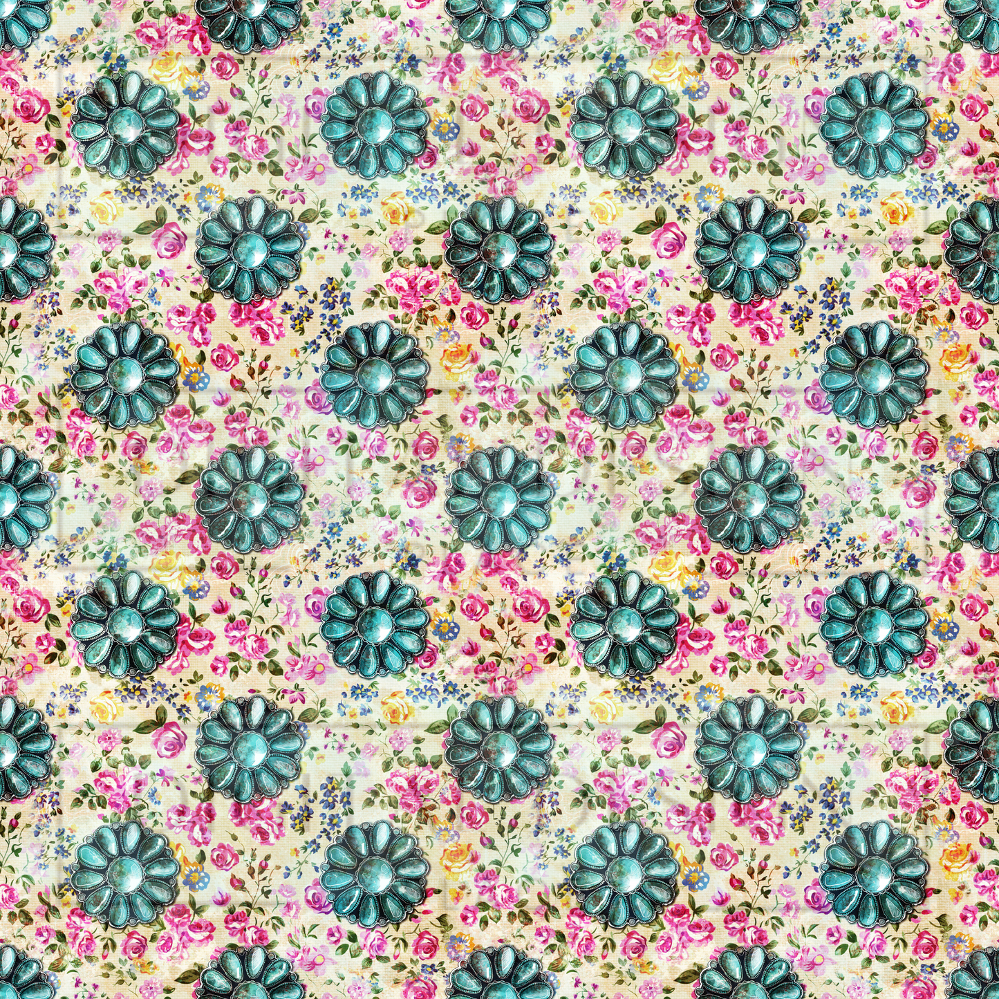 Dainty Turquoise Patchwork VinylV1115