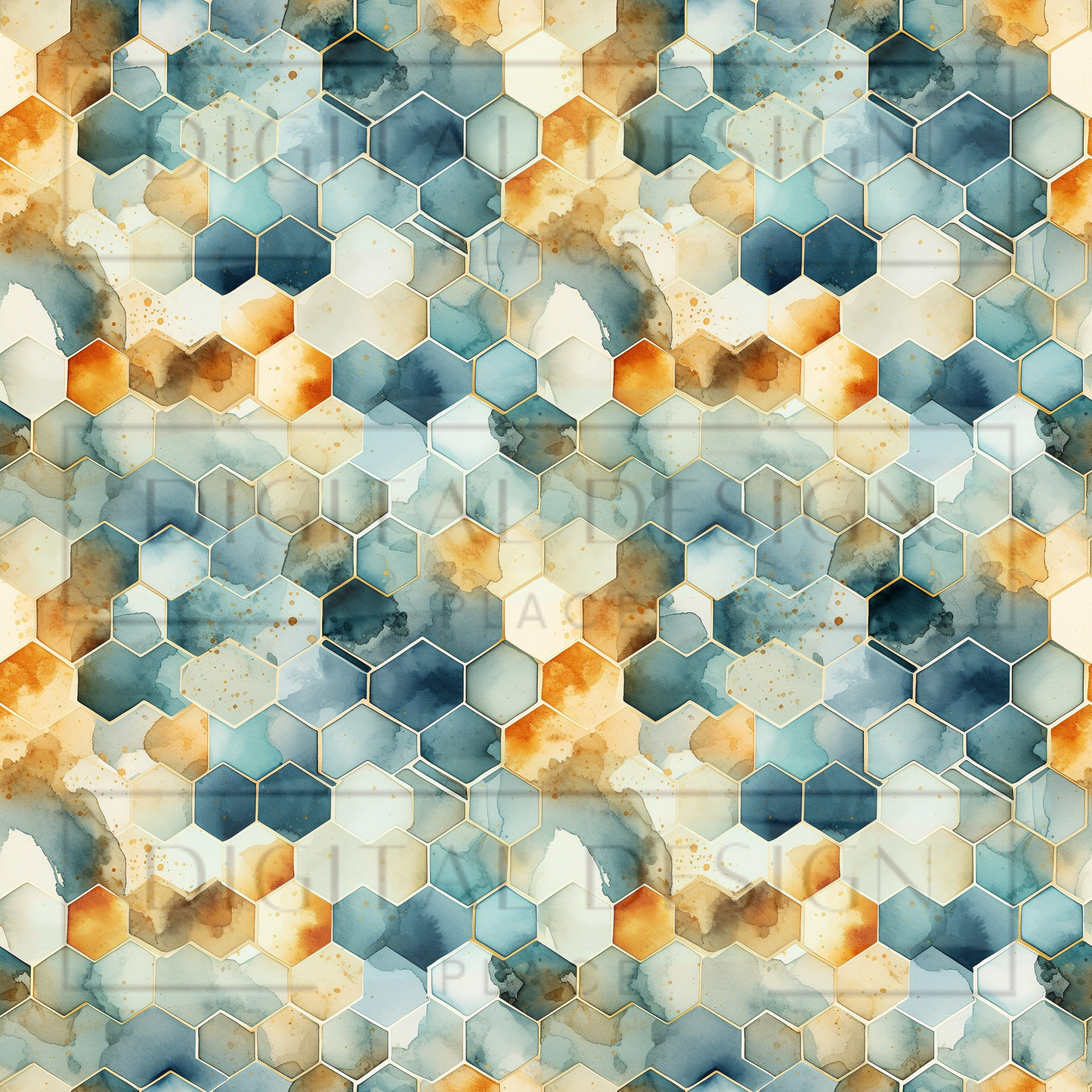 Blue Watercolor Hive VinylV1177