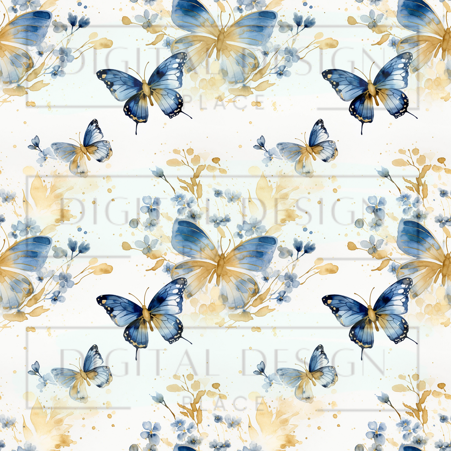 Navy Butterflies VinylV1155