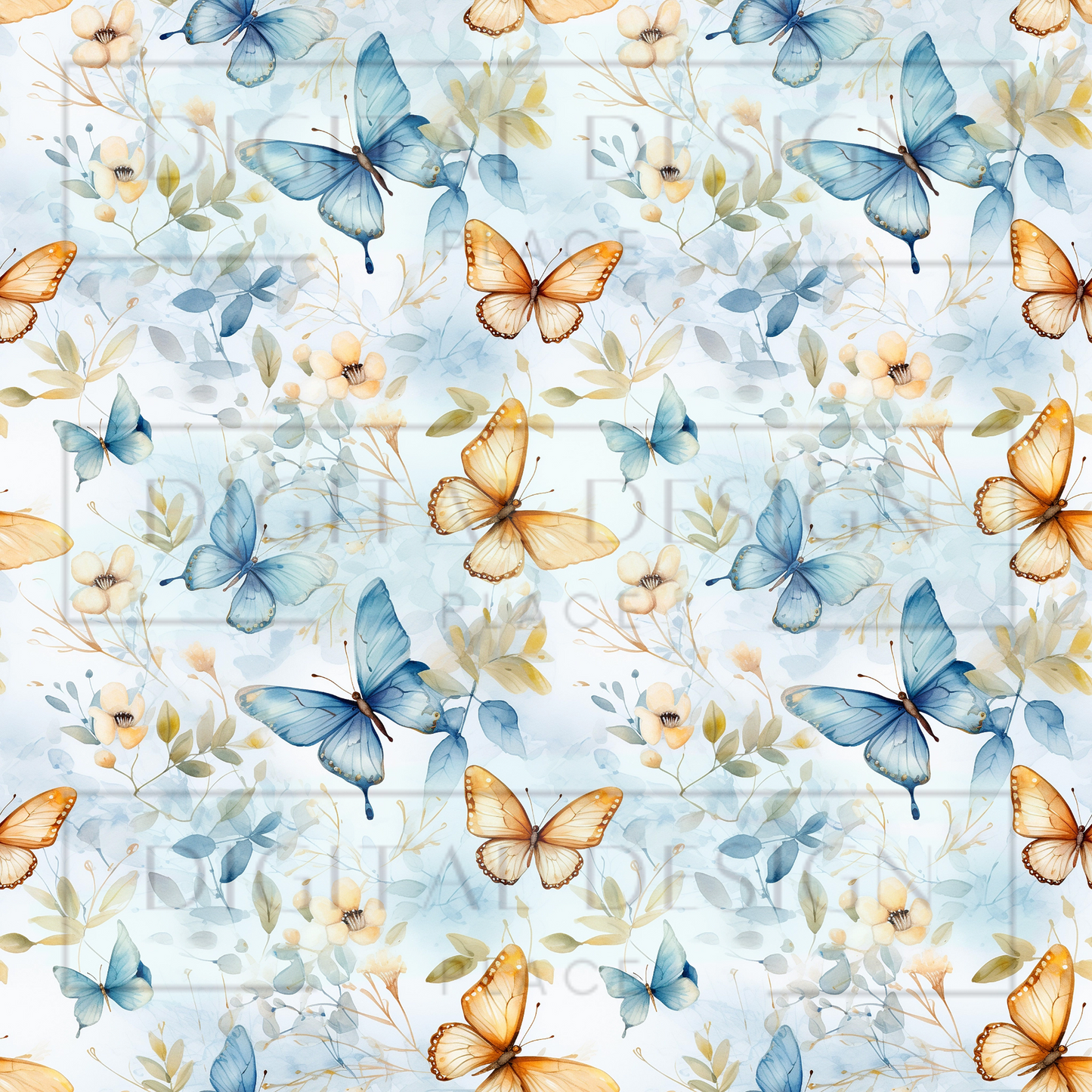 Blue Orange Butterflies VinylV1154