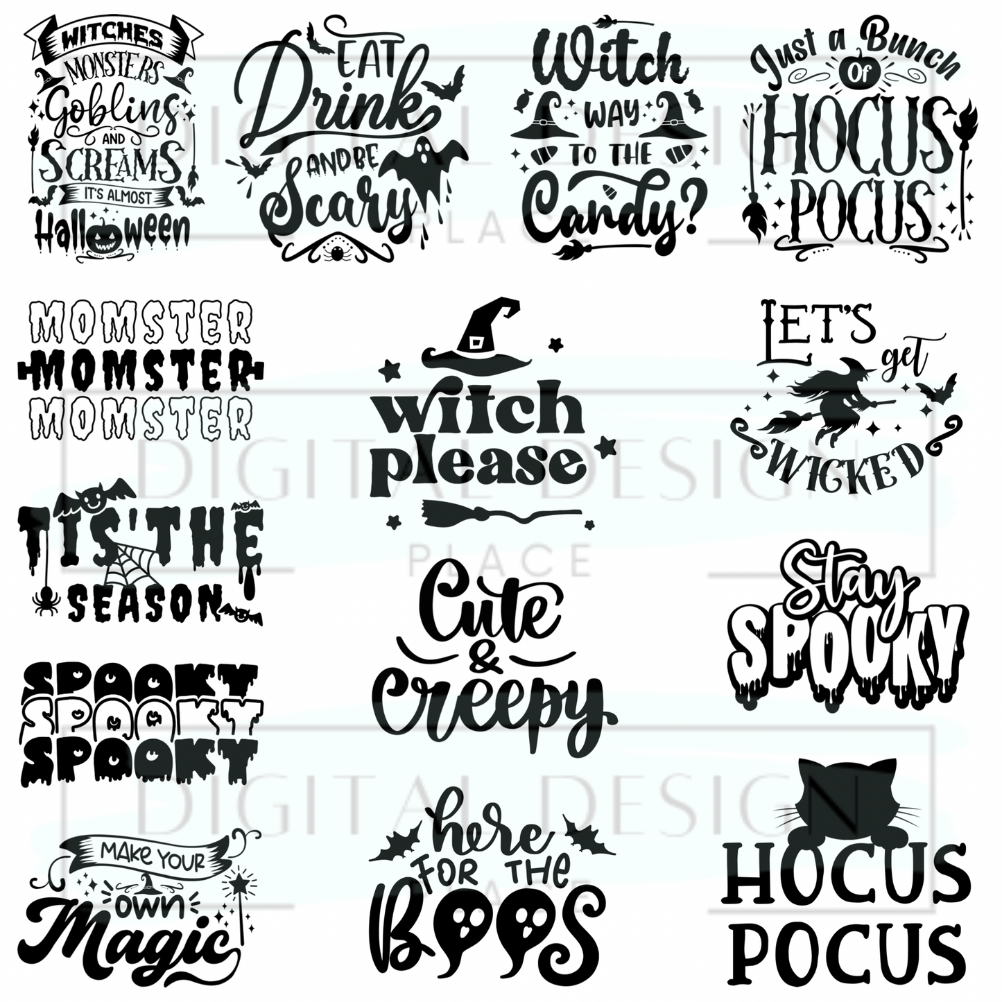 Black Ink Halloween Decal Sheet ELEE202