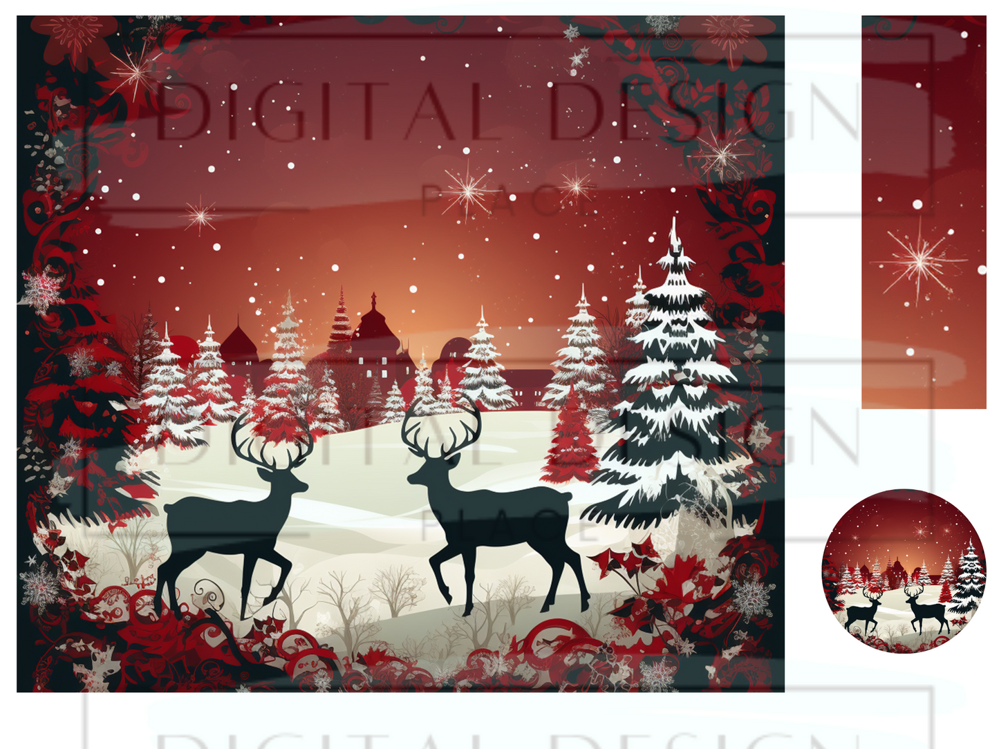 Red Christmas Deer Wrap Bundle WrB42