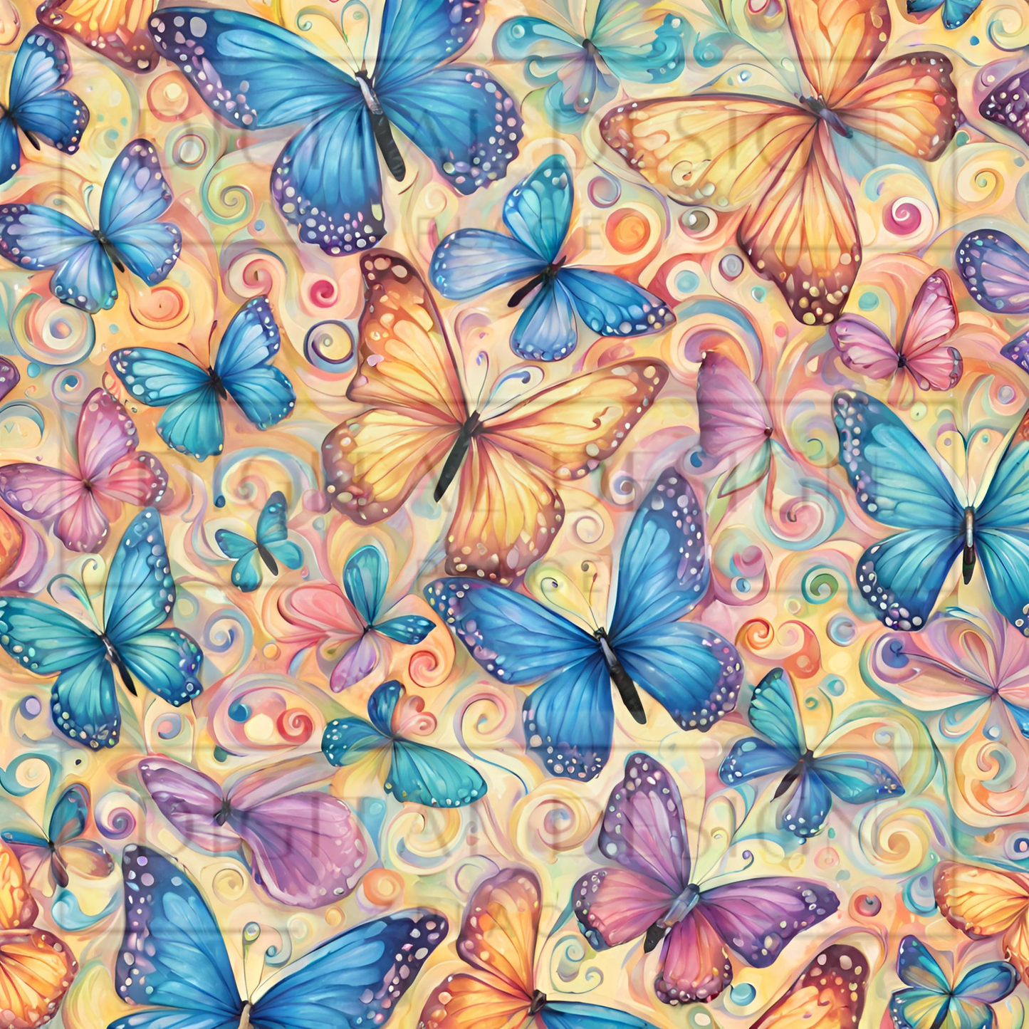 Orange Paisley Butterflies VinylV1163