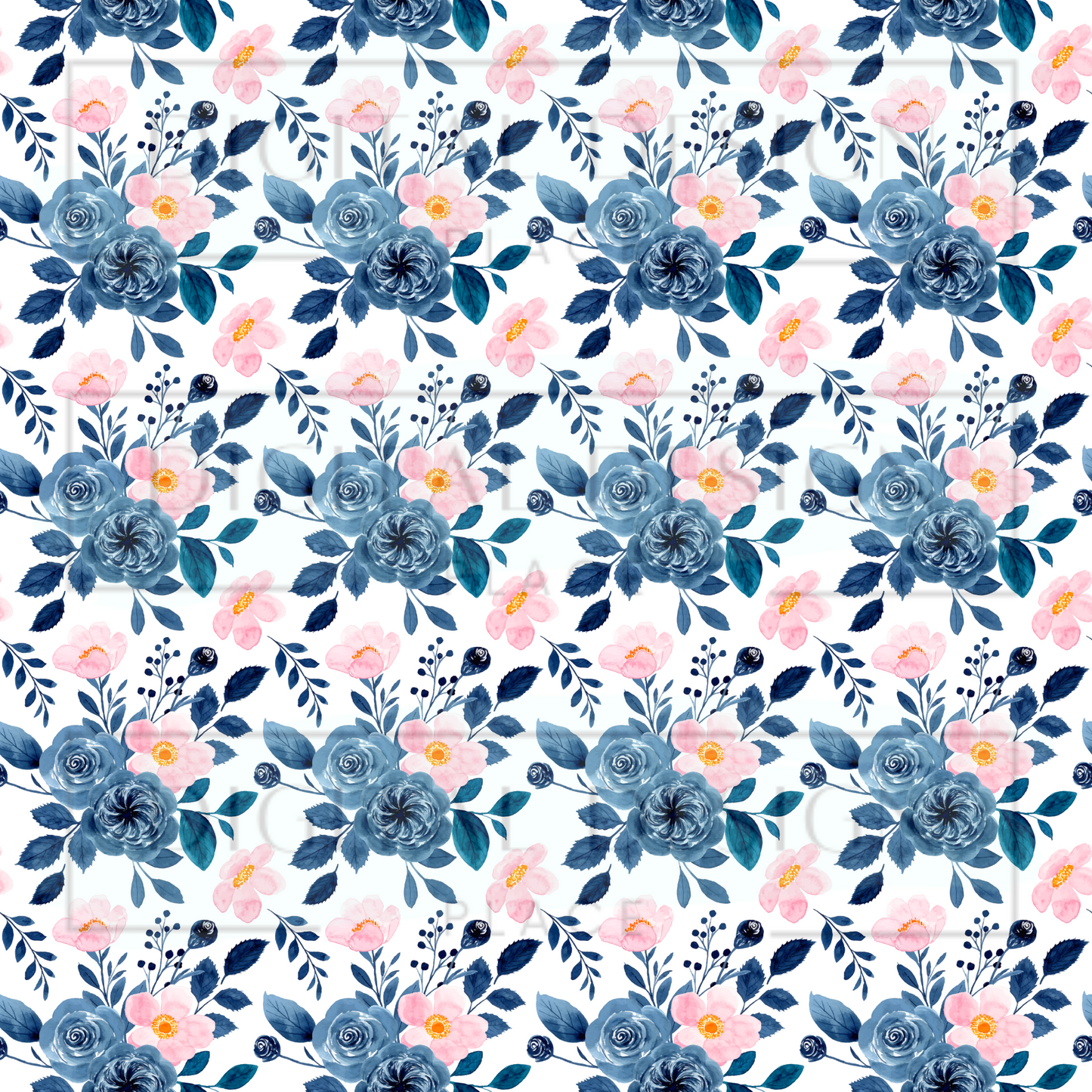 Blue and Pink Flower VinylV173