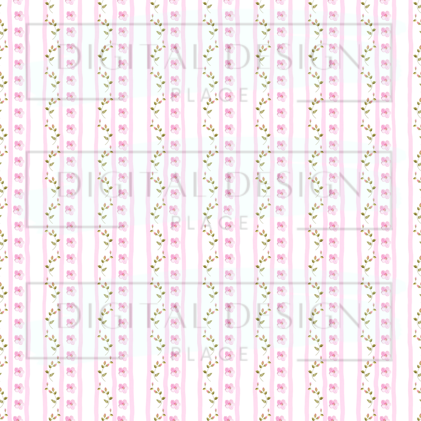 Dainty Flower Stripes VinylV178