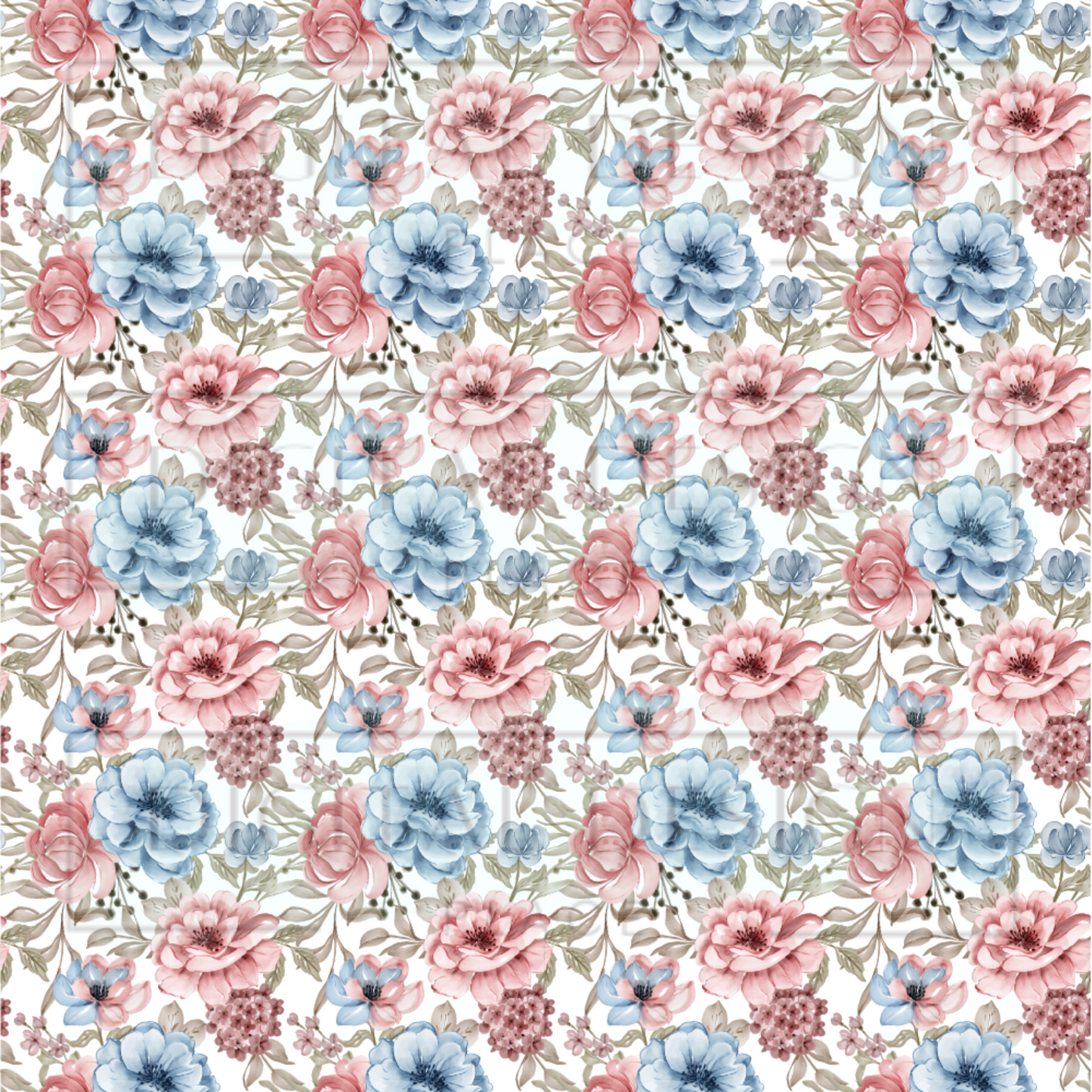 Blue and Pink Floral VinylV213