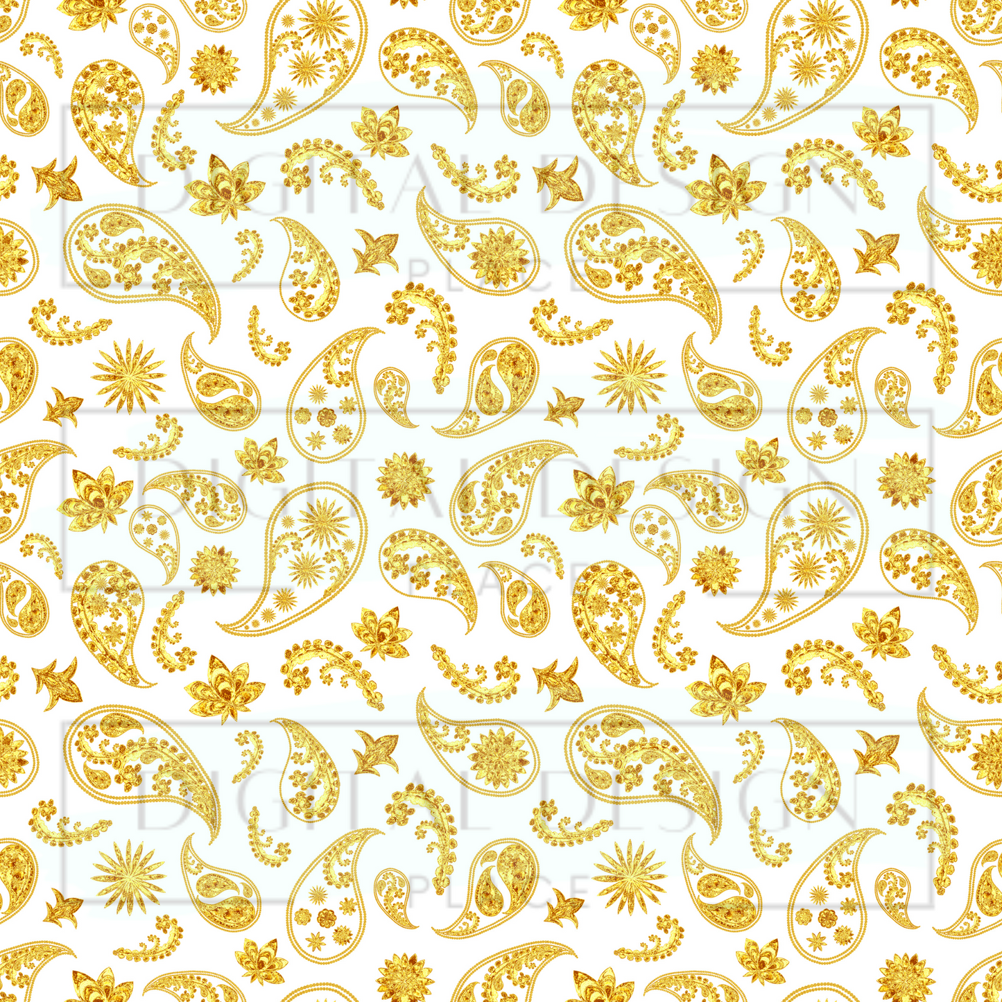 Yellow Glitter Paisley VinylV241