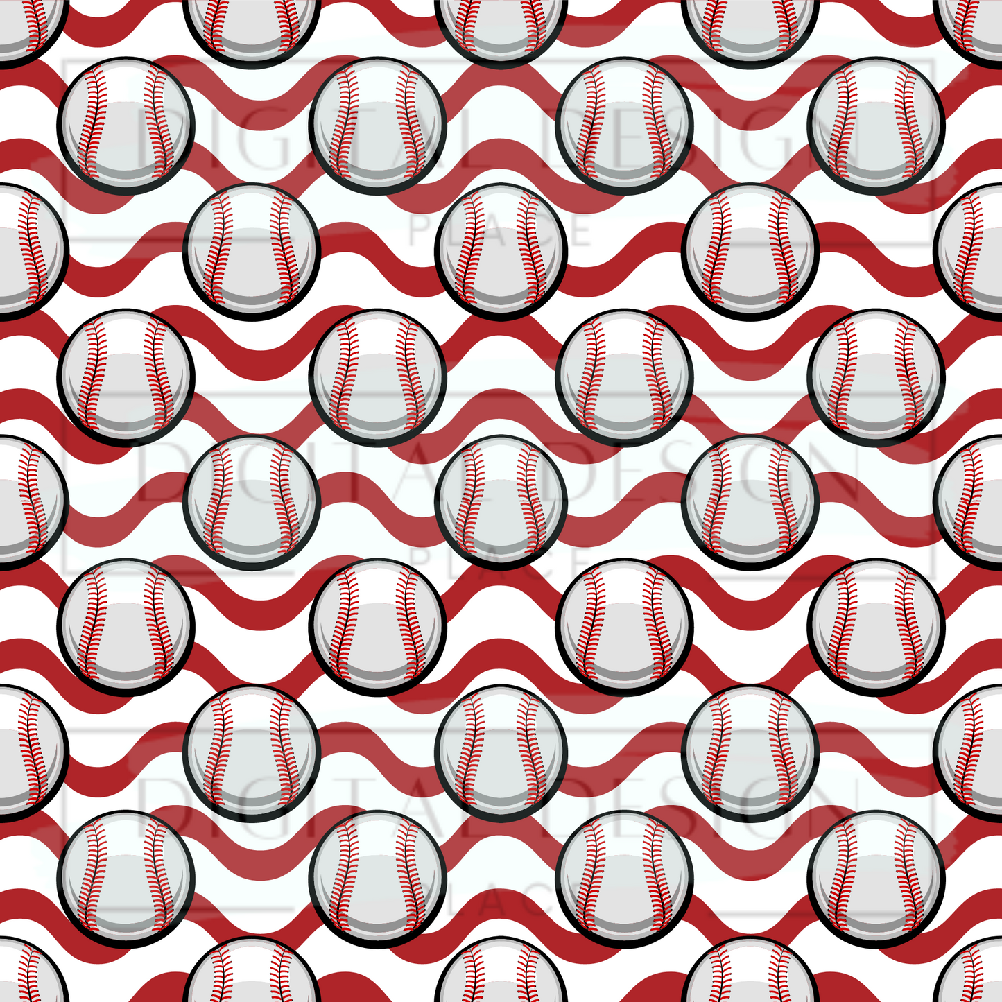 Red Baseball Waves VinylV276