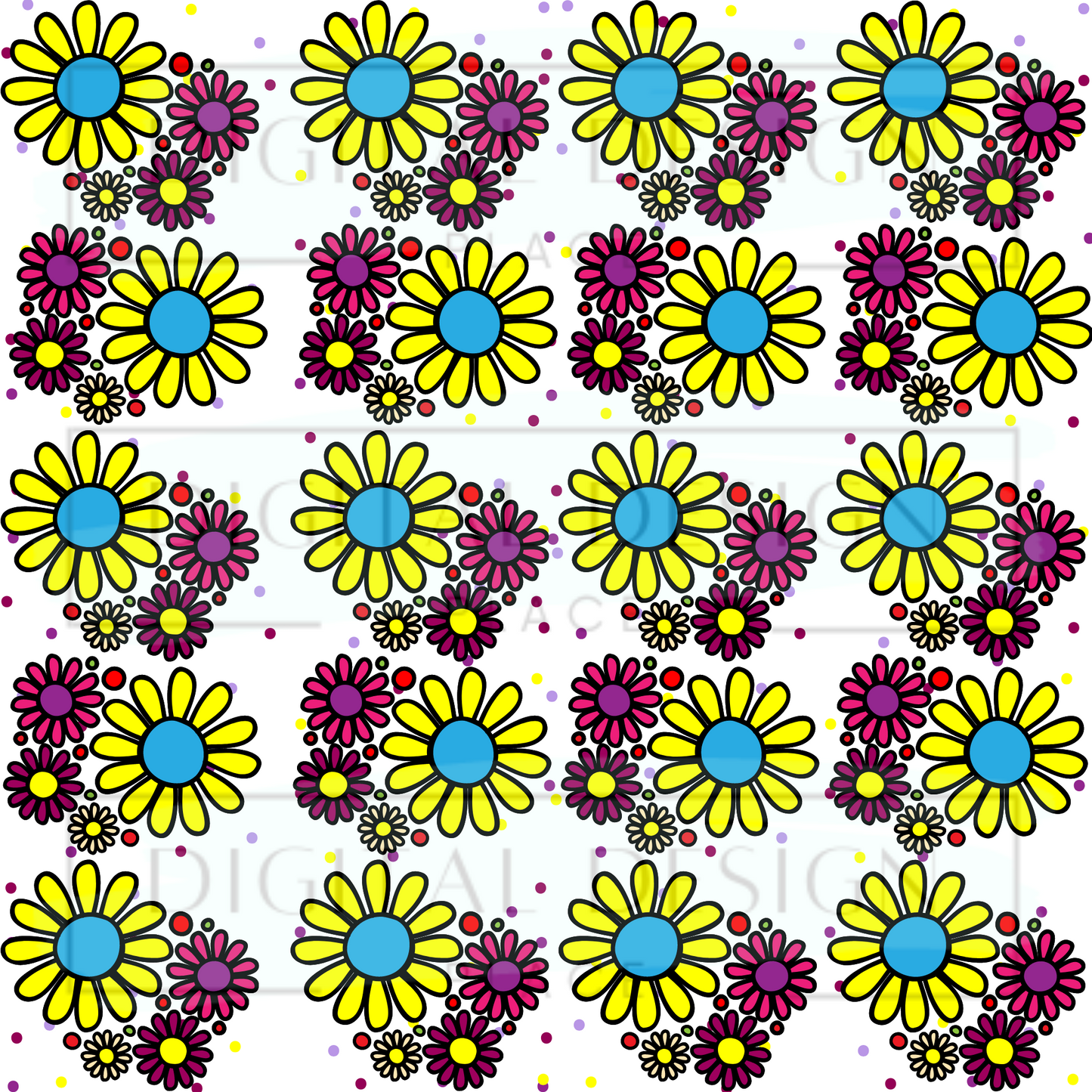 Retro Flower Bunches VinylV308